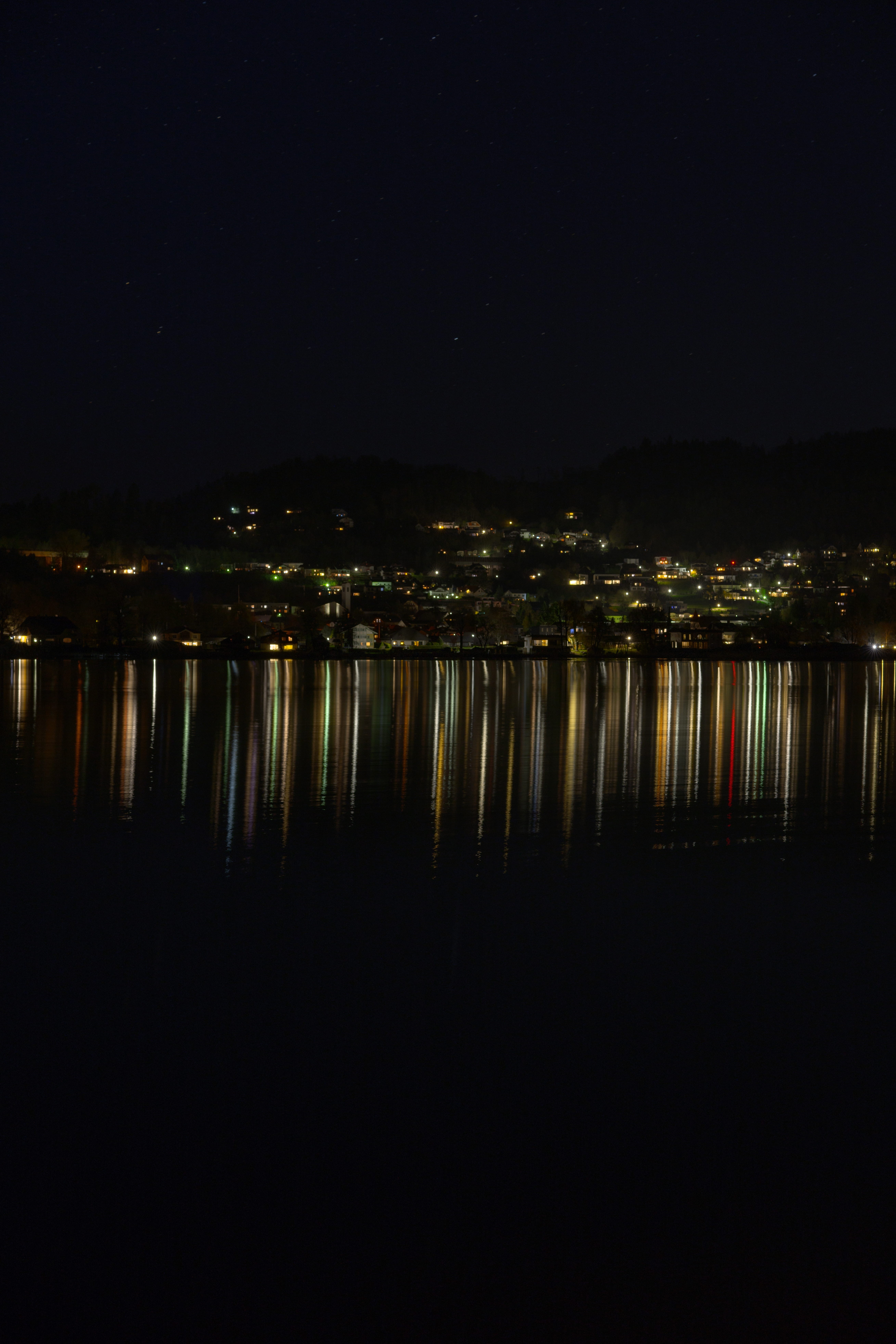 night, architecture, building, water, village, built structure, reflection, nightlights, cityscape, nightwalk, nature, river, sky, copy space, austria, Phone HD Wallpaper