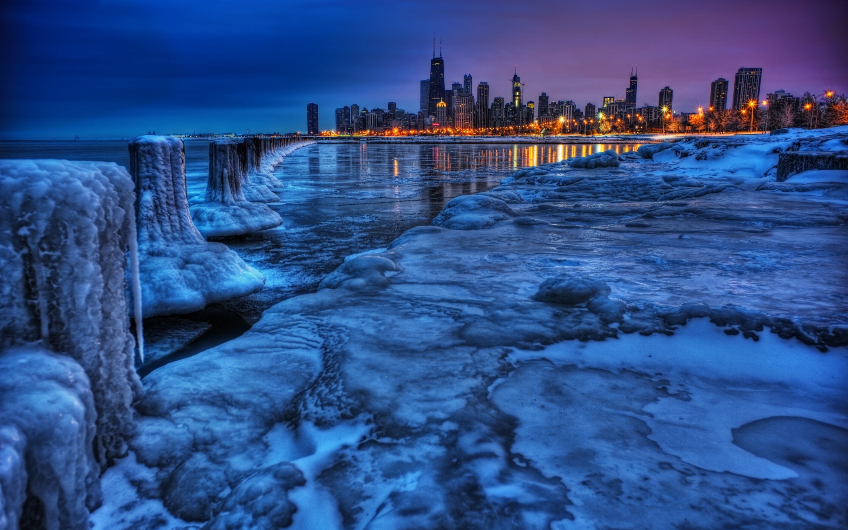2K, nightlights, chicago, HD Wallpaper
