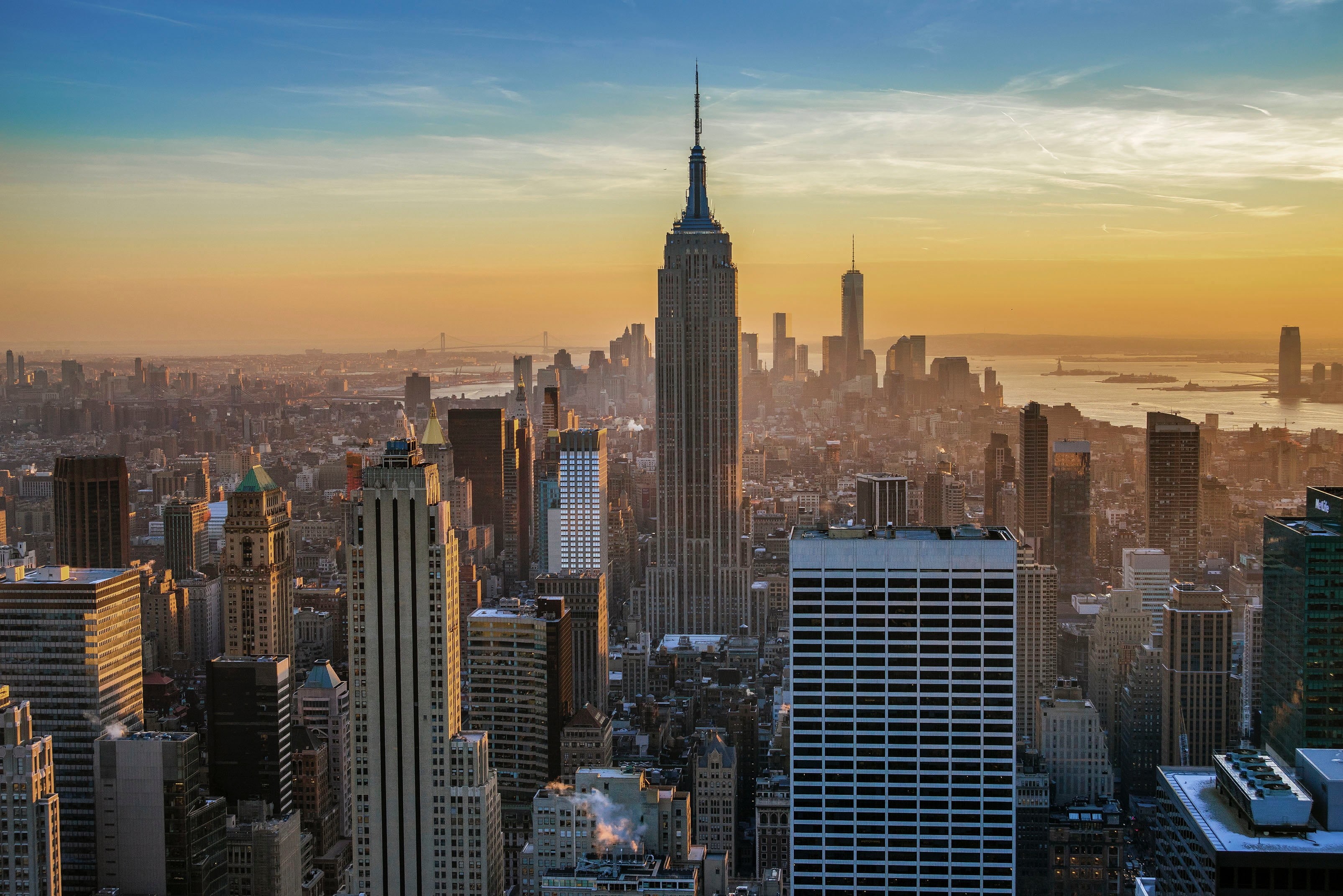 office, tall - high, 2K, settlement, travel destinations, no people, sunset, downtown district, cityscape, spire, residential district, skyscraper, tower, HD Wallpaper