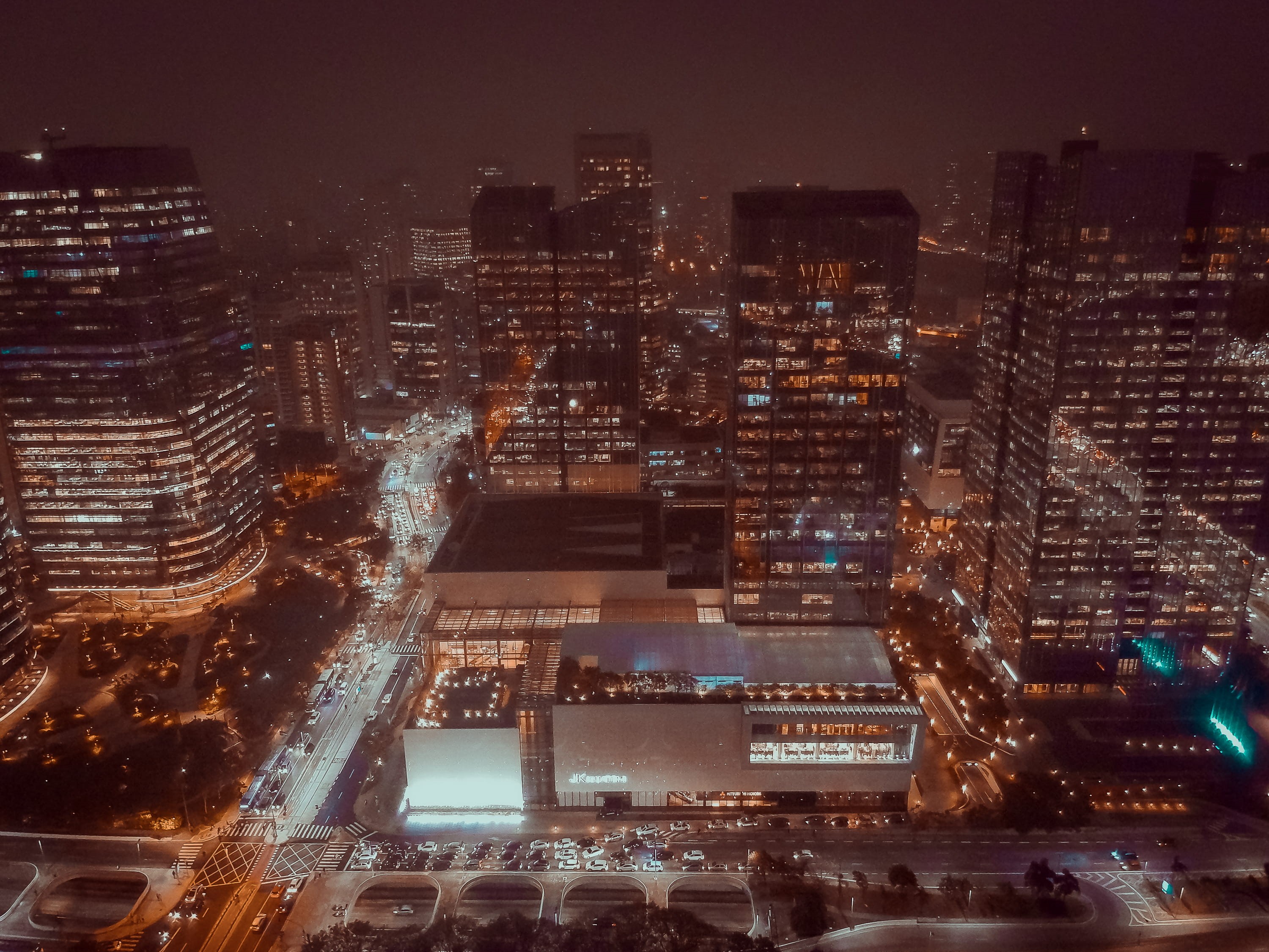 nightlife, dji, drone, built structure, transportation, lights, cityscape, itaim bibi, serjosoza, sao paulo, residential district, night, saopaulo, office building exterior, HD Wallpaper