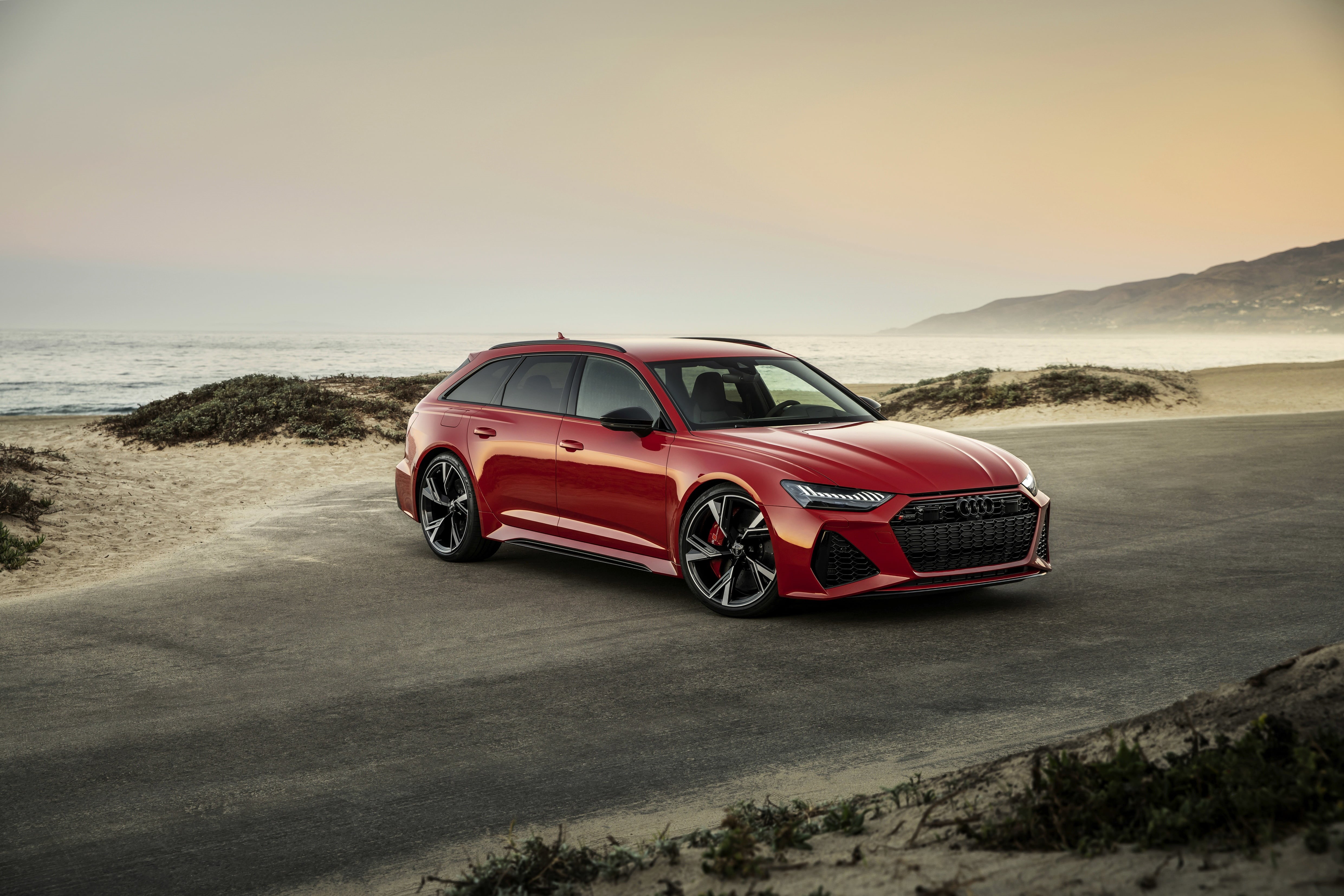 4K, 2019, red, 2020, V8 Twin-Turbo, universal, coast, Audi, RS 6, RS6 Avant, HD Wallpaper