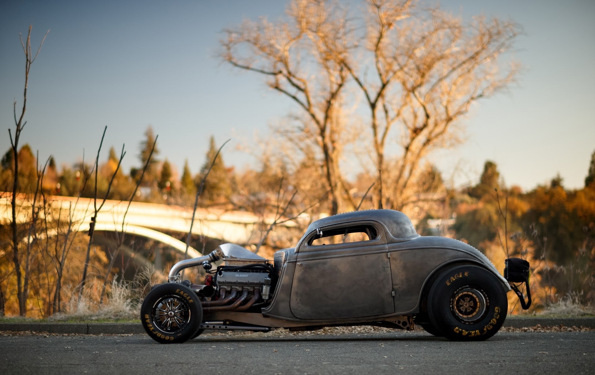 1934, Big Block, Hot Rod, Drag Car, Ford, Twin Turbo, Coupe, 1080P, Side view, HD Wallpaper