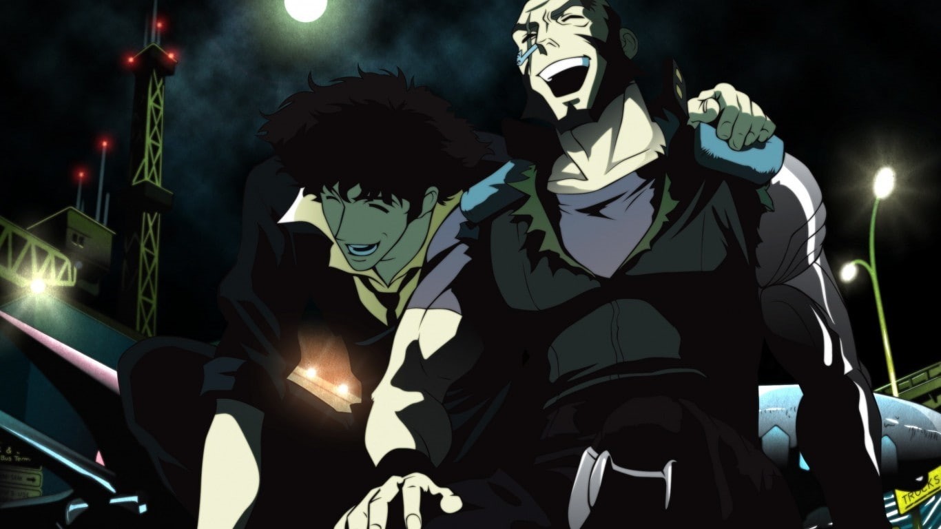 adult, togetherness, lifestyles, outdoors, people, Spike Spiegel, arts culture and entertainment, glowing, two people, illuminated, men, Cowboy Bebop, real people, HD Wallpaper