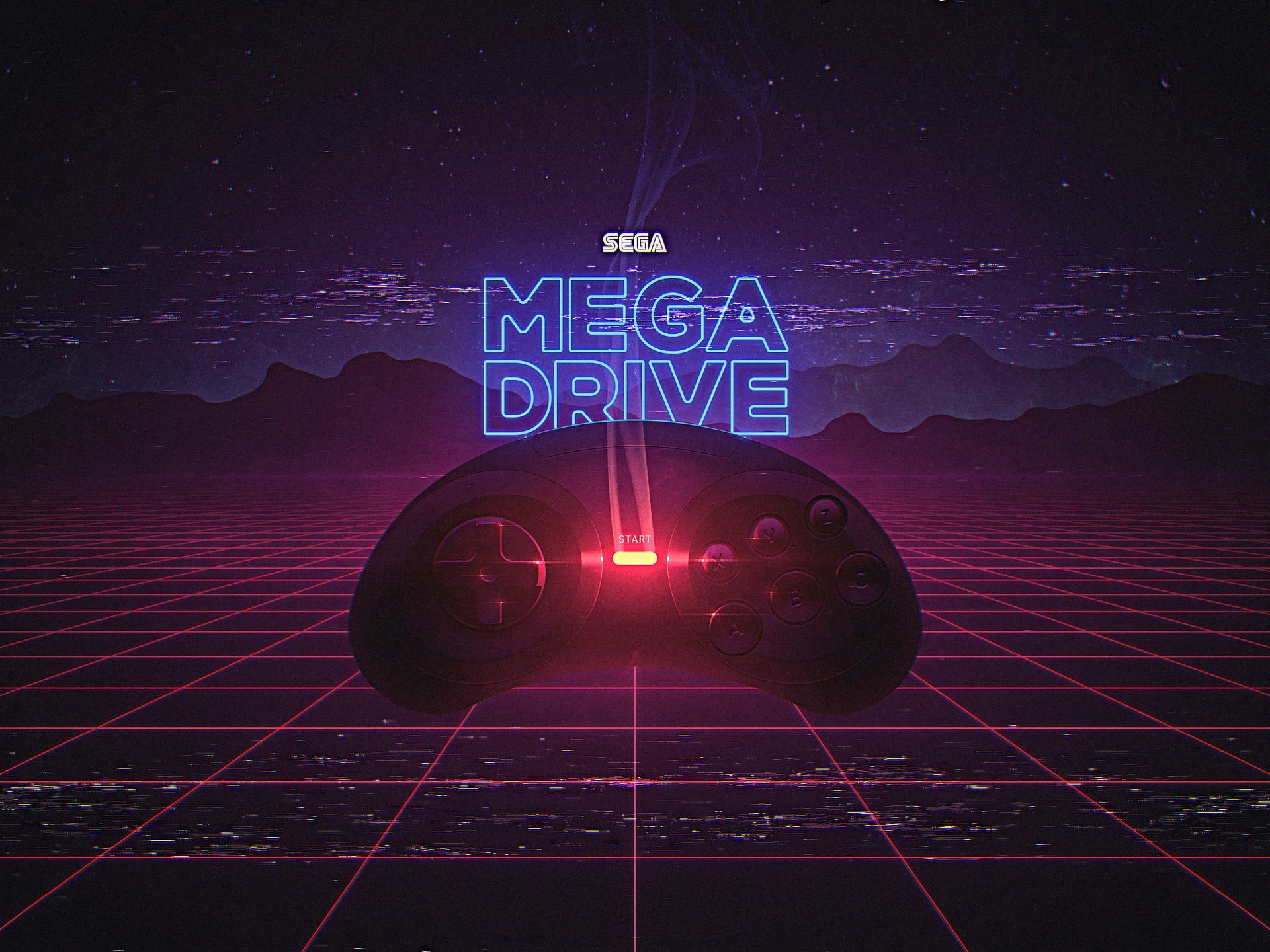 sega genesis, 1080P, Retrowave, retro games, video games, digital art, HD Wallpaper