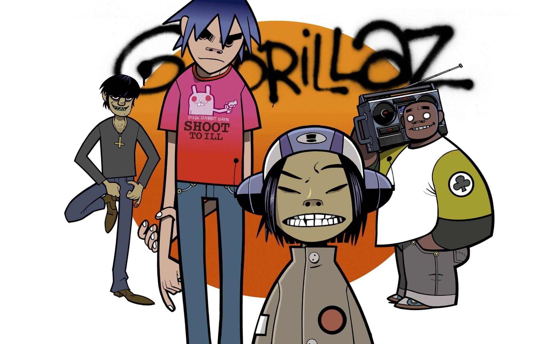 art, 1080P, group, cartoon, gorillaz, HD Wallpaper
