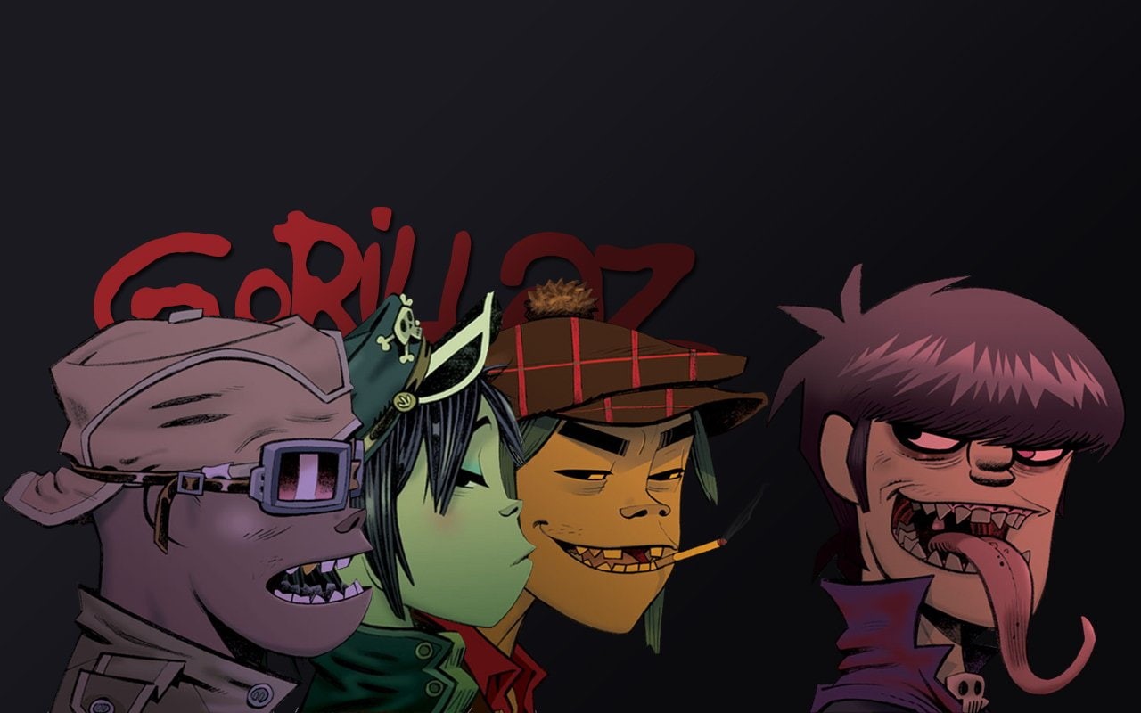 male likeness, 720P, black background, mask - disguise, mask, Music, lifestyles, celebration, halloween, Gorillaz, Cartoon, men, art and craft, Minimalist, HD Wallpaper