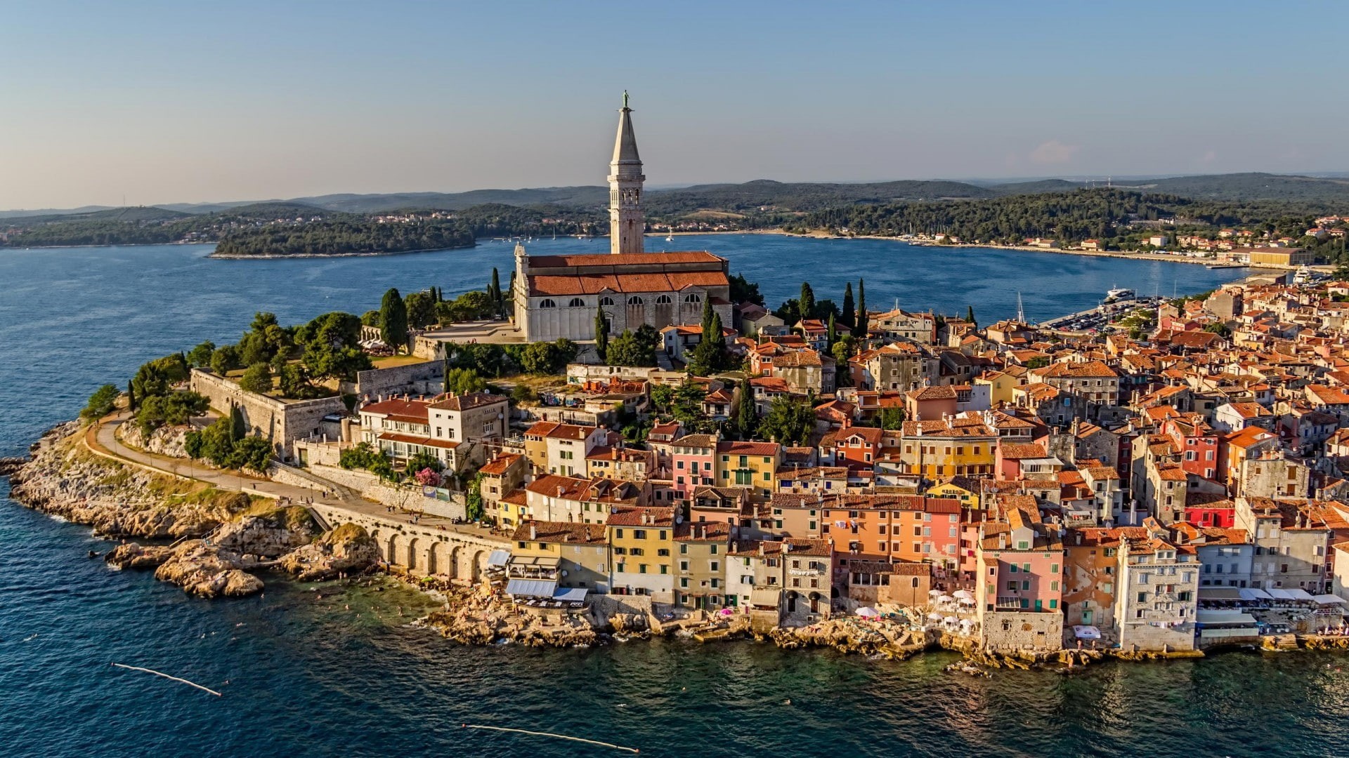 cityscape, sea, architecture, city, Rovinj, building, church, Croatia, 1080P, tower, HD Wallpaper