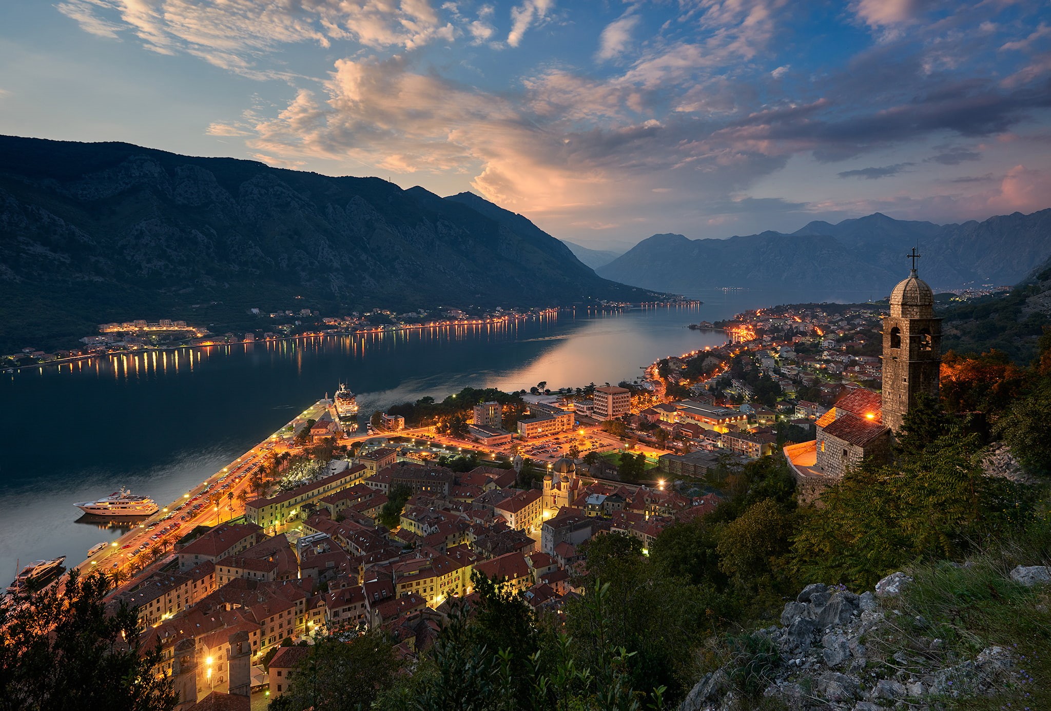 1080P, city, landscape, cultures, To, buildings, Kotor Bay of the Adriatic sea, scenics, lake, panoramic, building Exterior, high angle view, vacations, HD Wallpaper