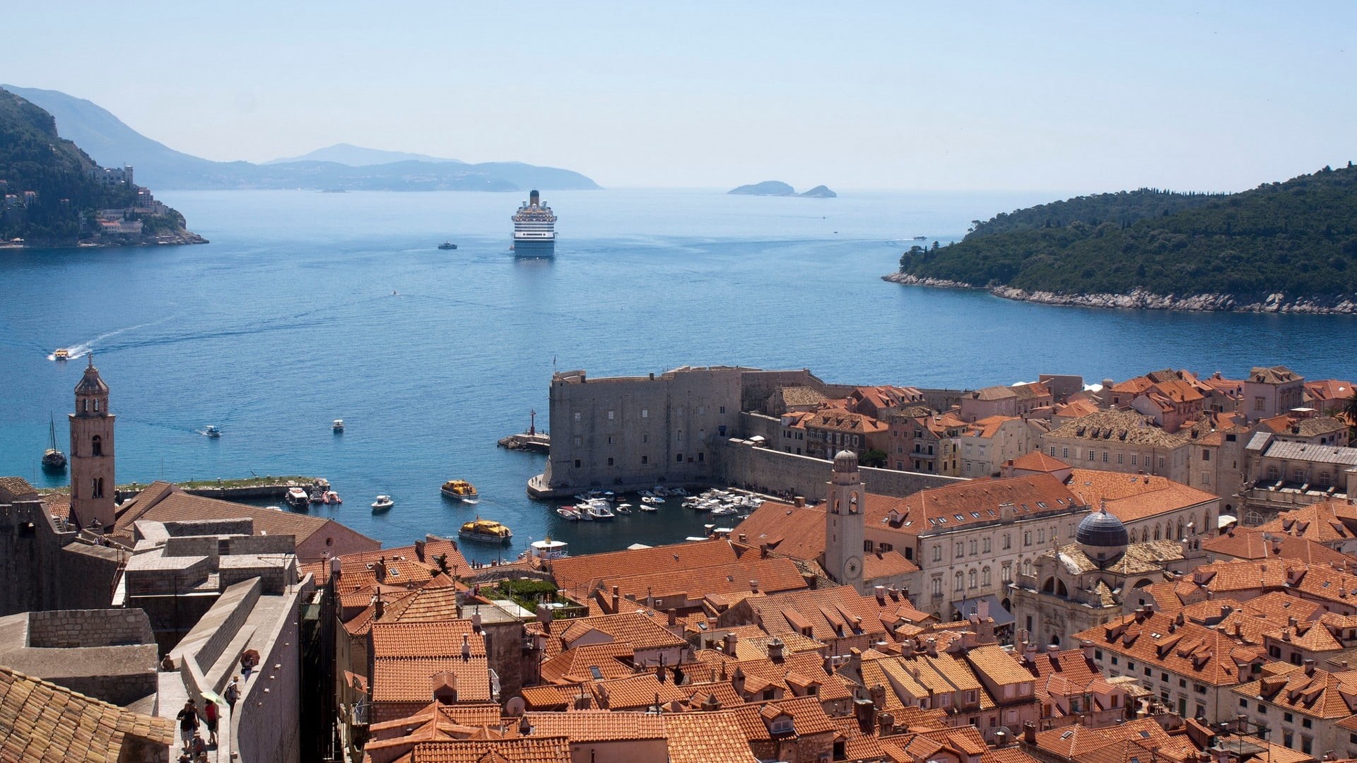 journey, beauty in nature, mountain, vacations, urban Scene, high angle view, mediterranean Sea, summer, scenics - nature, town, building, dubrovnik, mediterranean Culture, HD Wallpaper