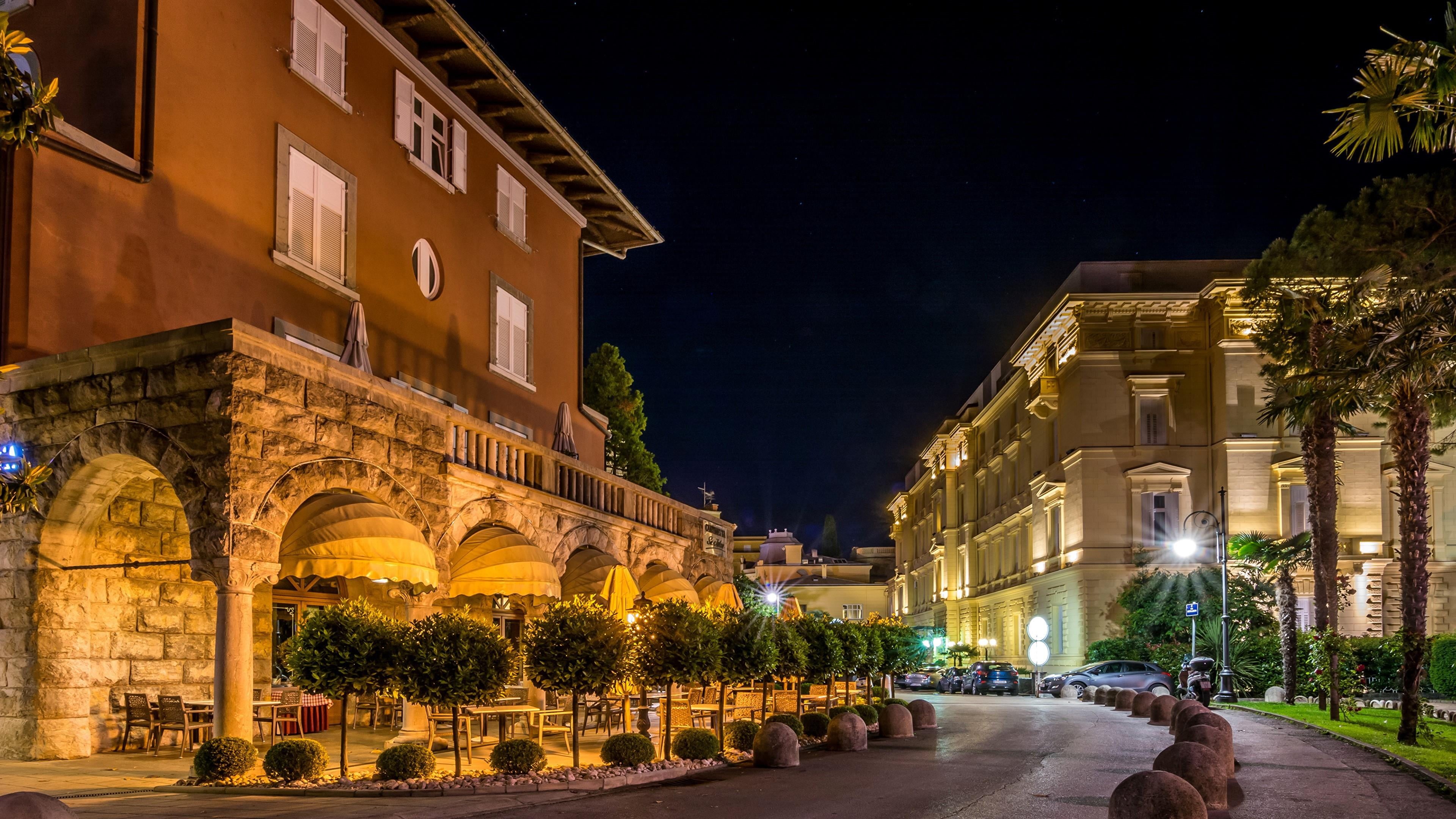 building exterior, street, the way forward, europe, no people, travel destinations, houses, 4K, city, lights, abbazia, built structure, building, architecture, HD Wallpaper