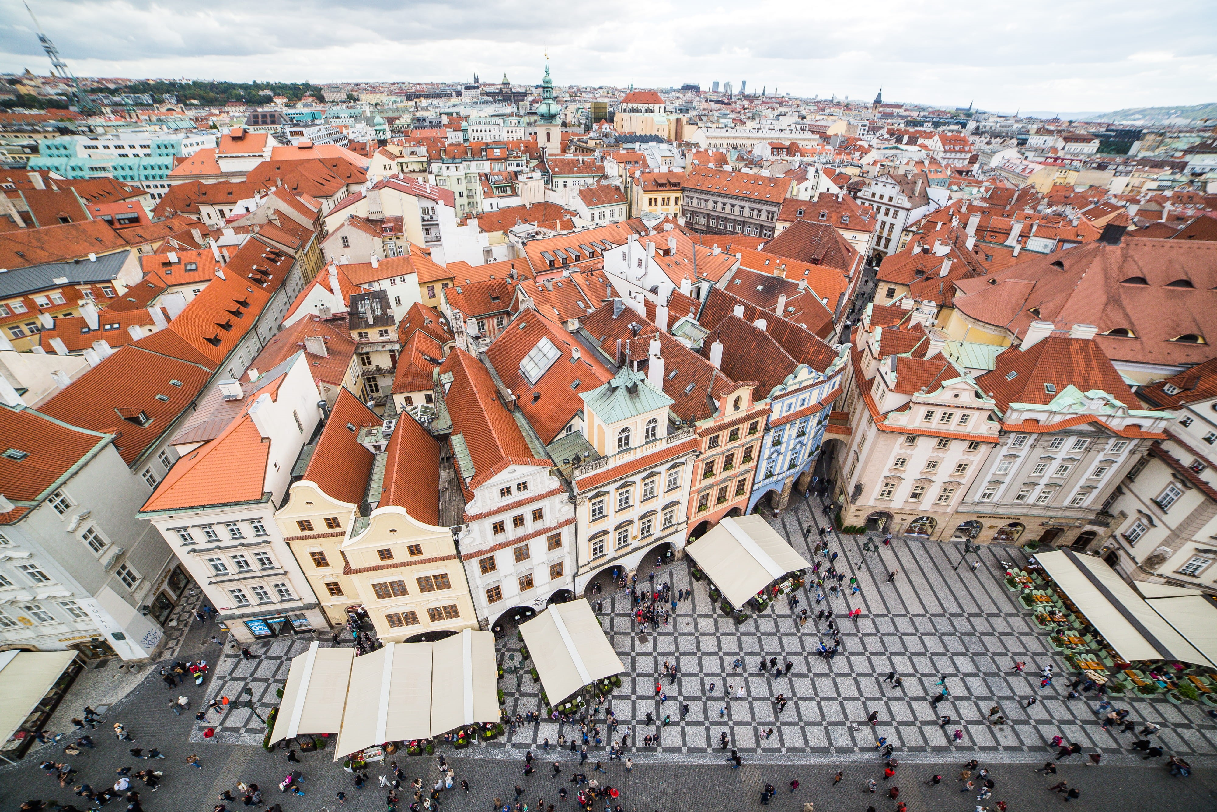 4K, city life, europe, panoramic, old town, czech, street, Panorama, cityscape, cultures, residential district, urban Scene, Houses, old, famous Place, HD Wallpaper