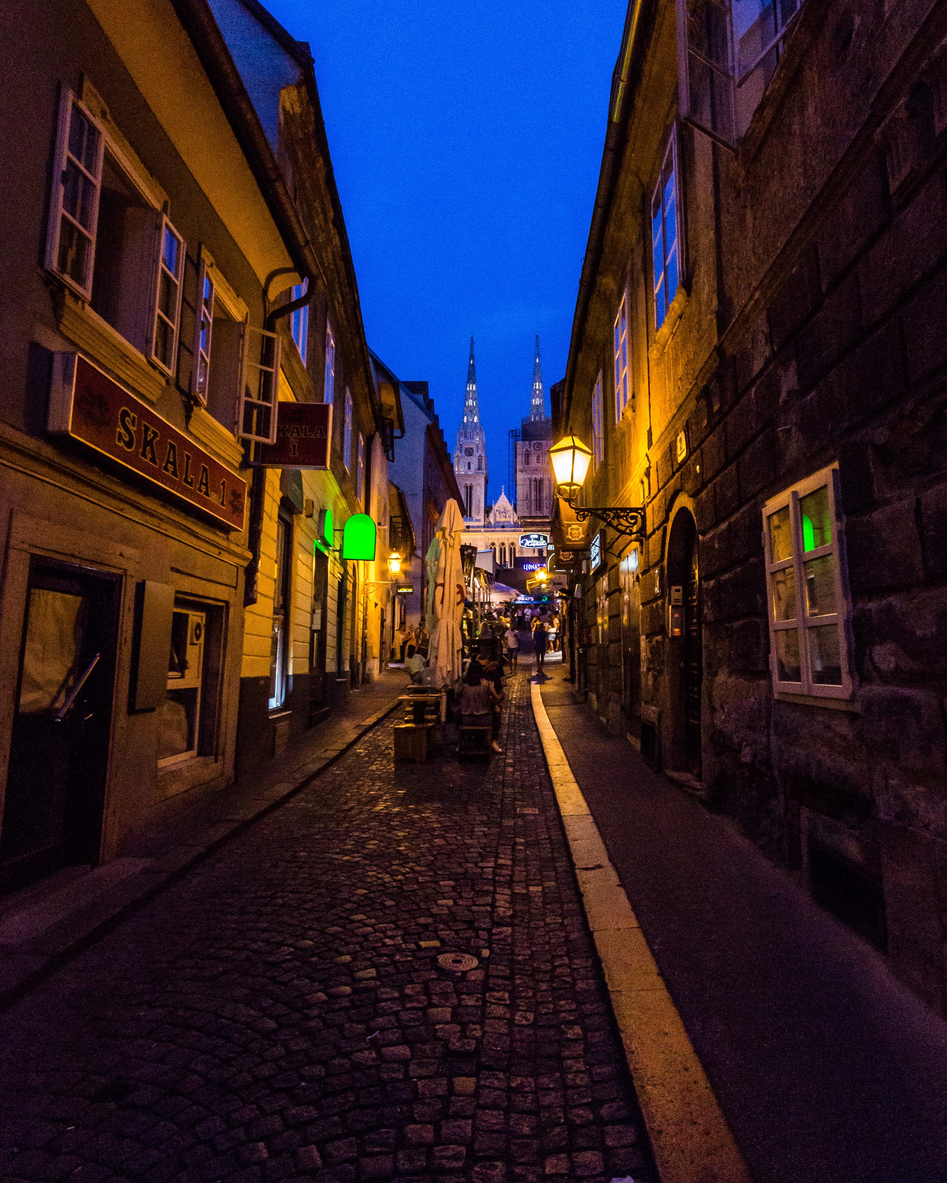 zagreb, cobblestone, residential district, the way forward, long, canon 700d, street, long exposure, outdoors, road, night, built structure, footpath, illuminated, Phone HD Wallpaper