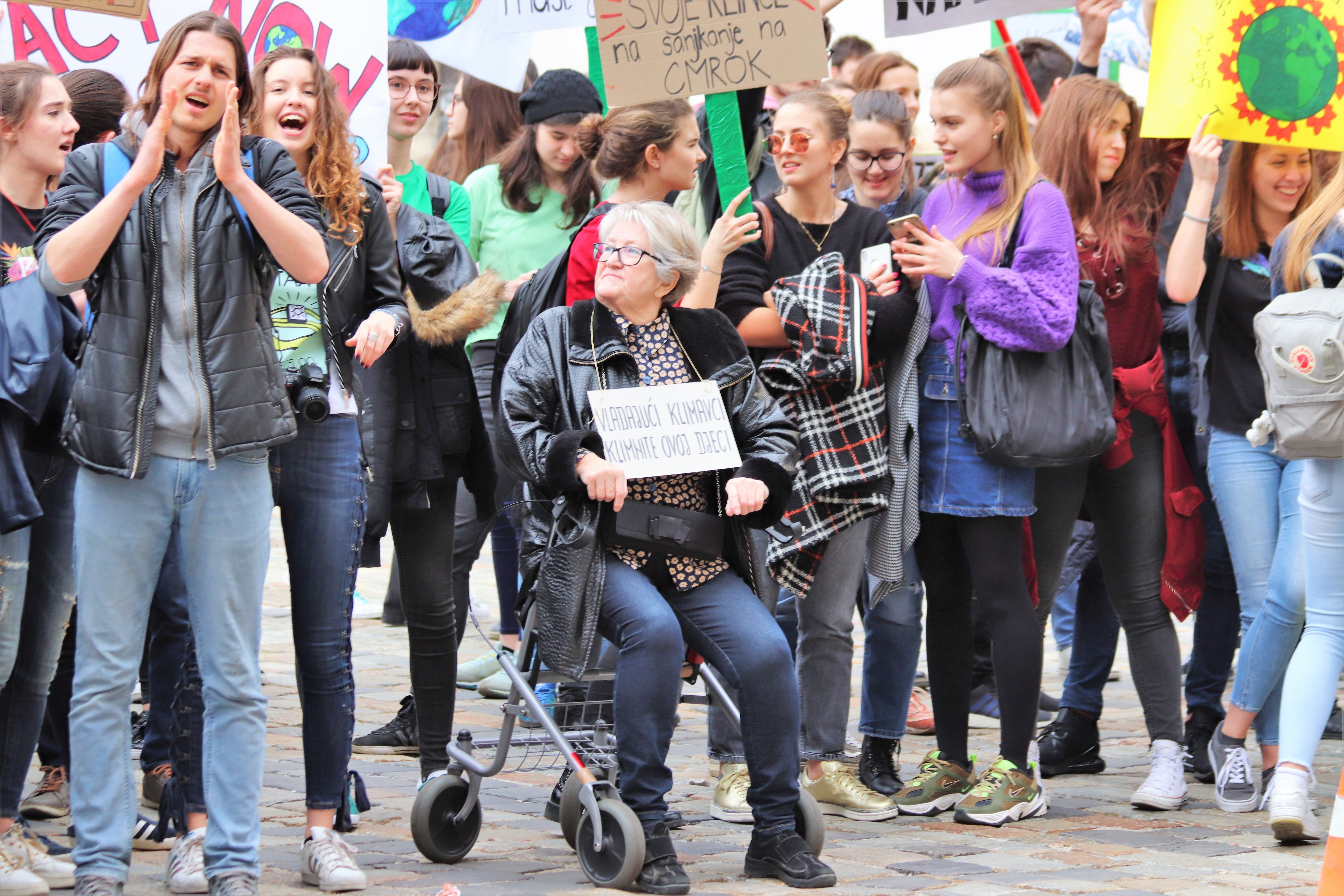 outdoors, large group of people, environment protection, emotion, men, fan - enthusiast, musical instrument, adult, real people, women, zagreb, 5K, fridays for future, HD Wallpaper