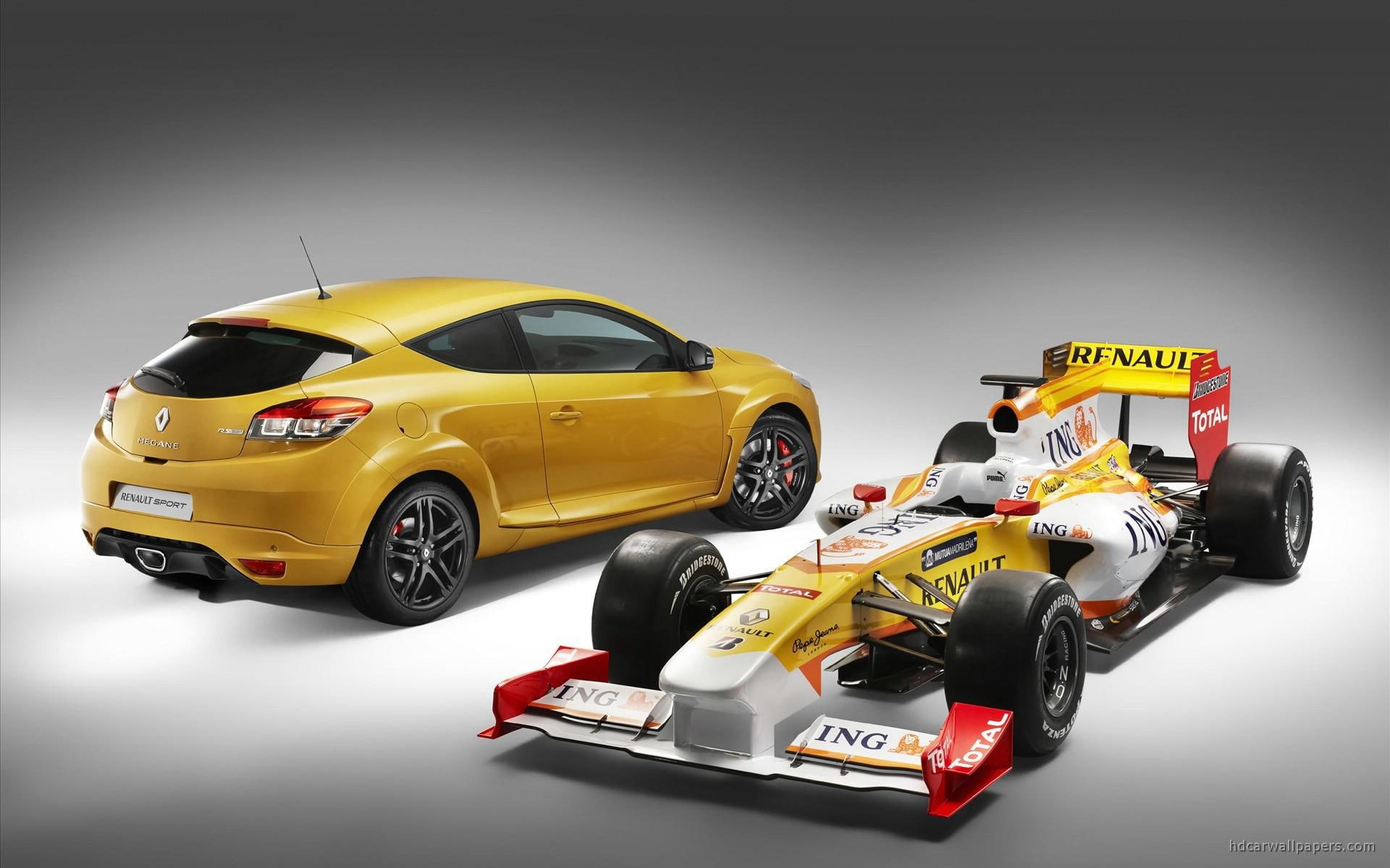 yellow, 2010, renault, new, sport, cars, racing, coupe, megane, 1080P, cart, HD Wallpaper