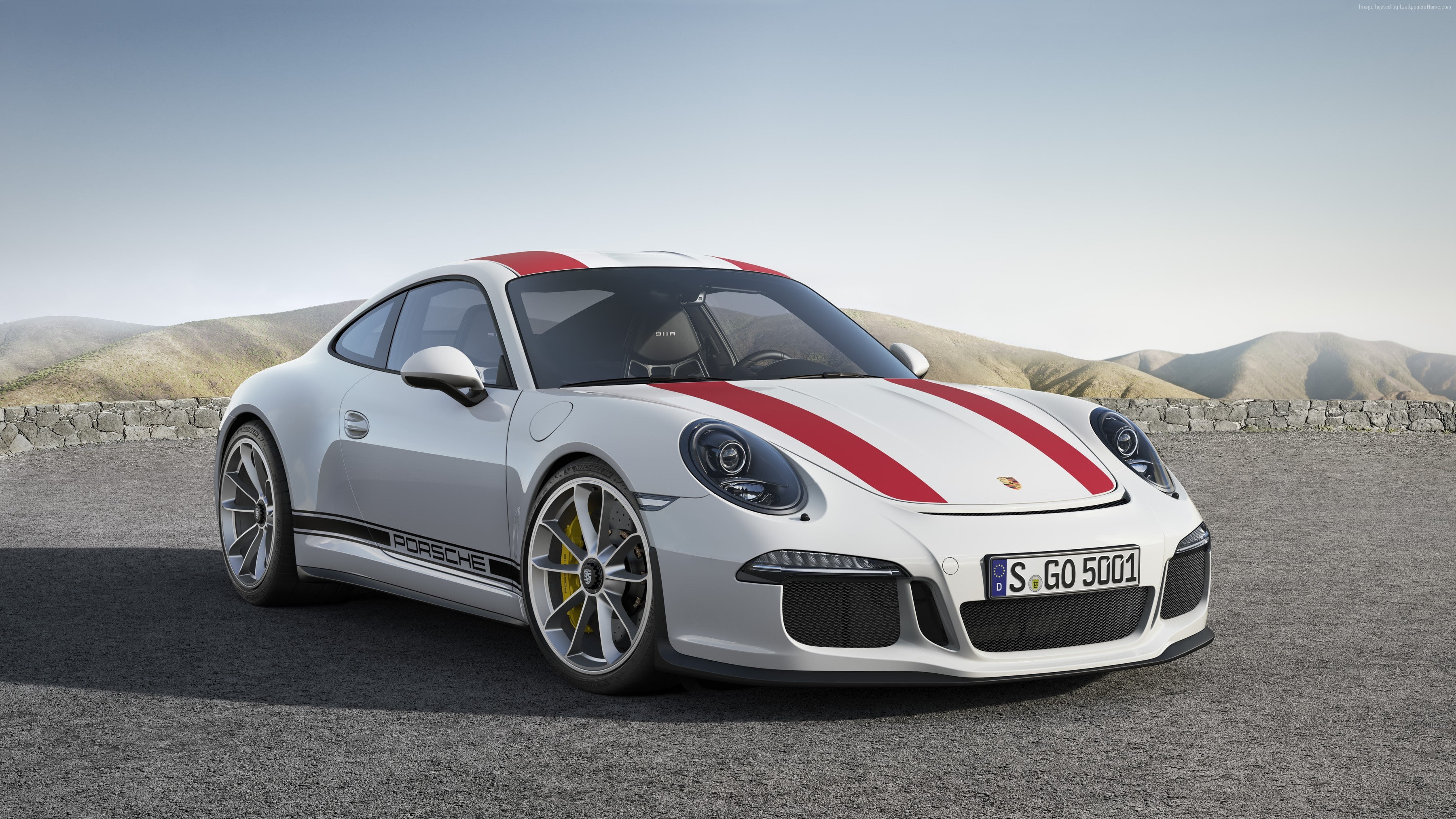sport car, white, Porsche 911 R (991), 2K, Geneva Auto Show 2016, HD Wallpaper