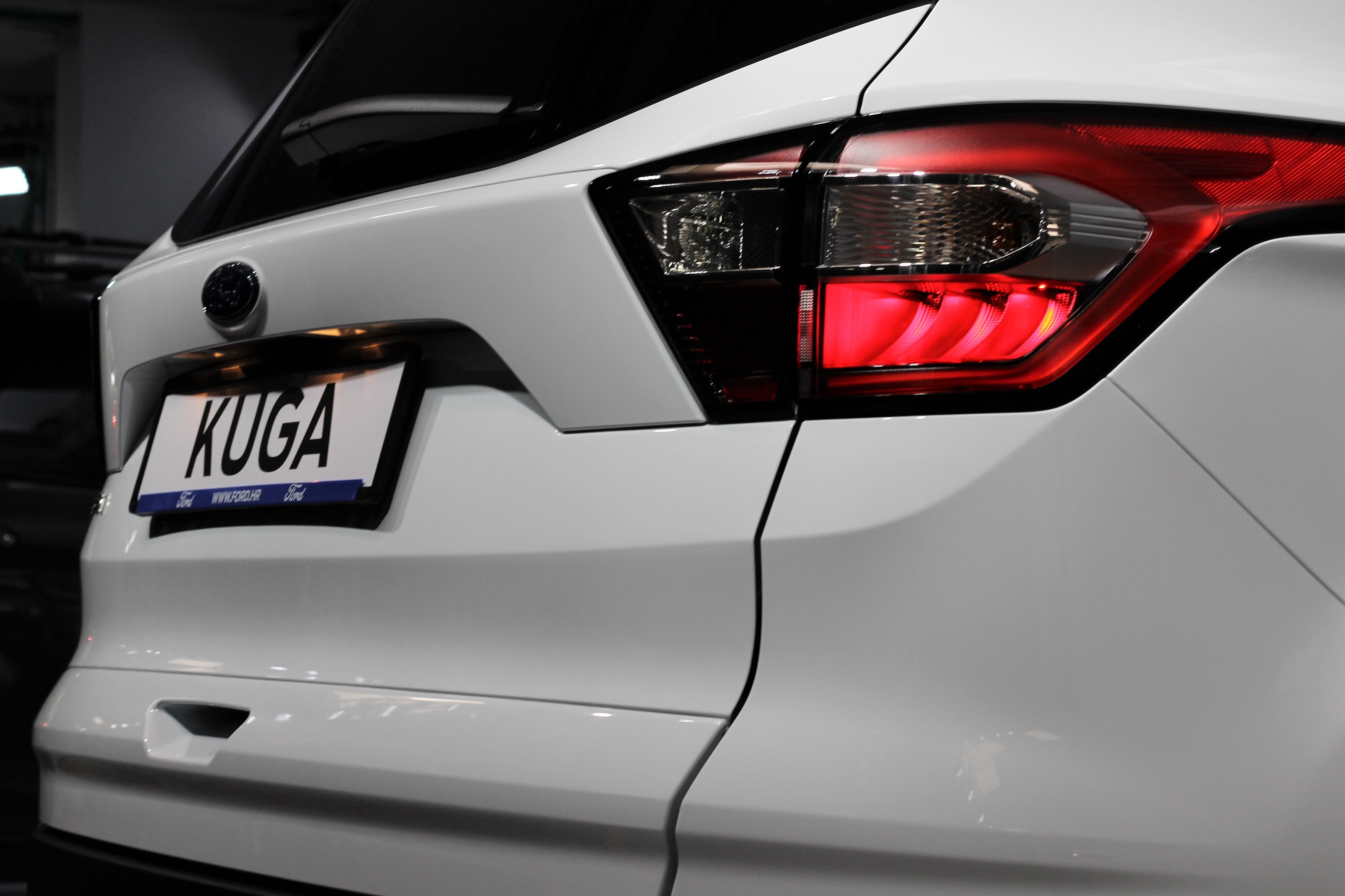 text, car, public show, headlight, mode of transportation, ford kuga, auto show zagreb 2018, reflection, modern technology, no people, illuminated, transportation, HD Wallpaper