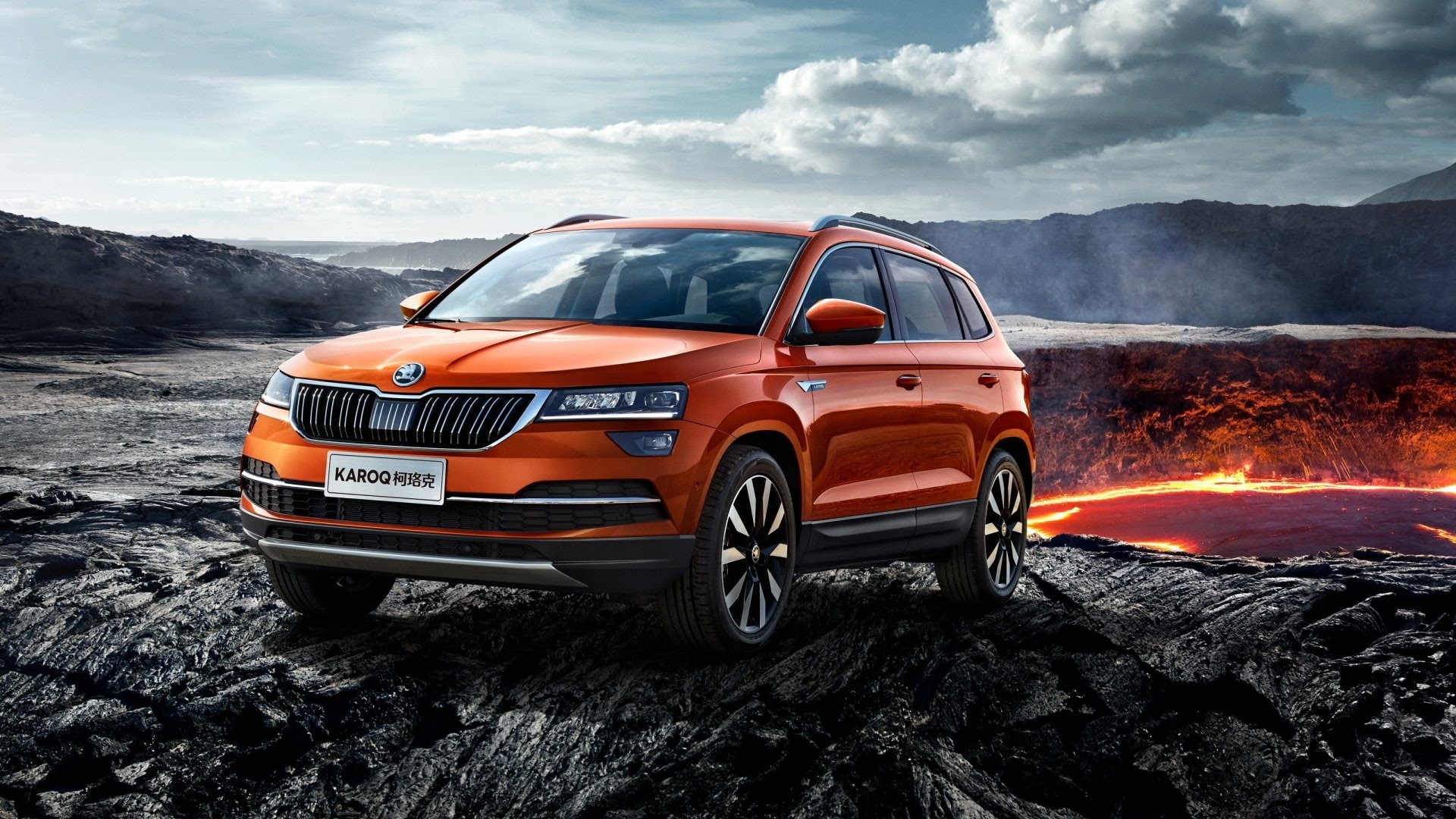 1080P, Škoda Karoq, Orange Car, Vehicle, Skoda, SUV, Car, HD Wallpaper
