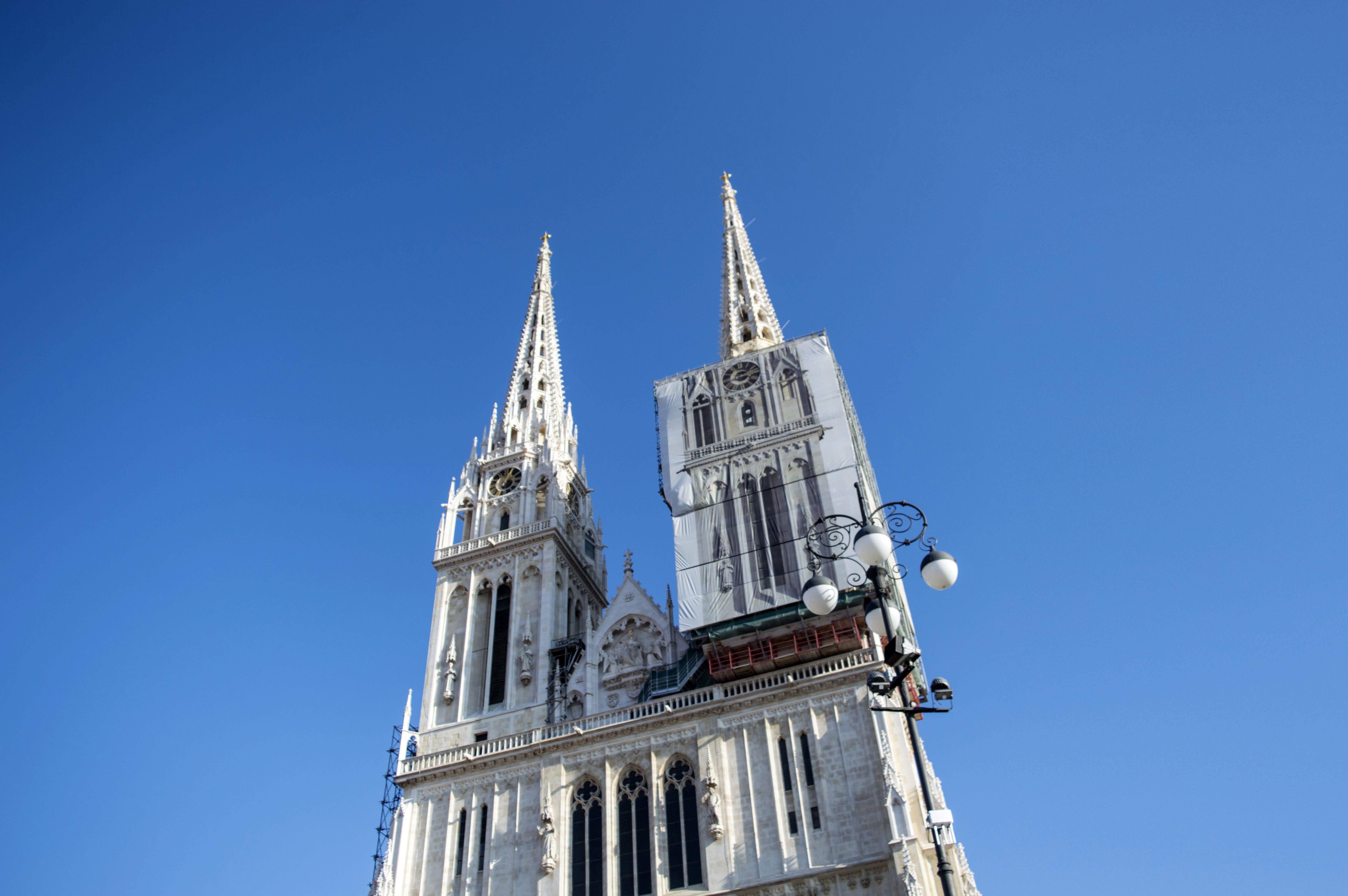 built Structure, church, Croatia, nature, architecture And Buildings, Zagreb Cathedral, low angle view, day, architecture, 5K, building, gothic Style, HD Wallpaper