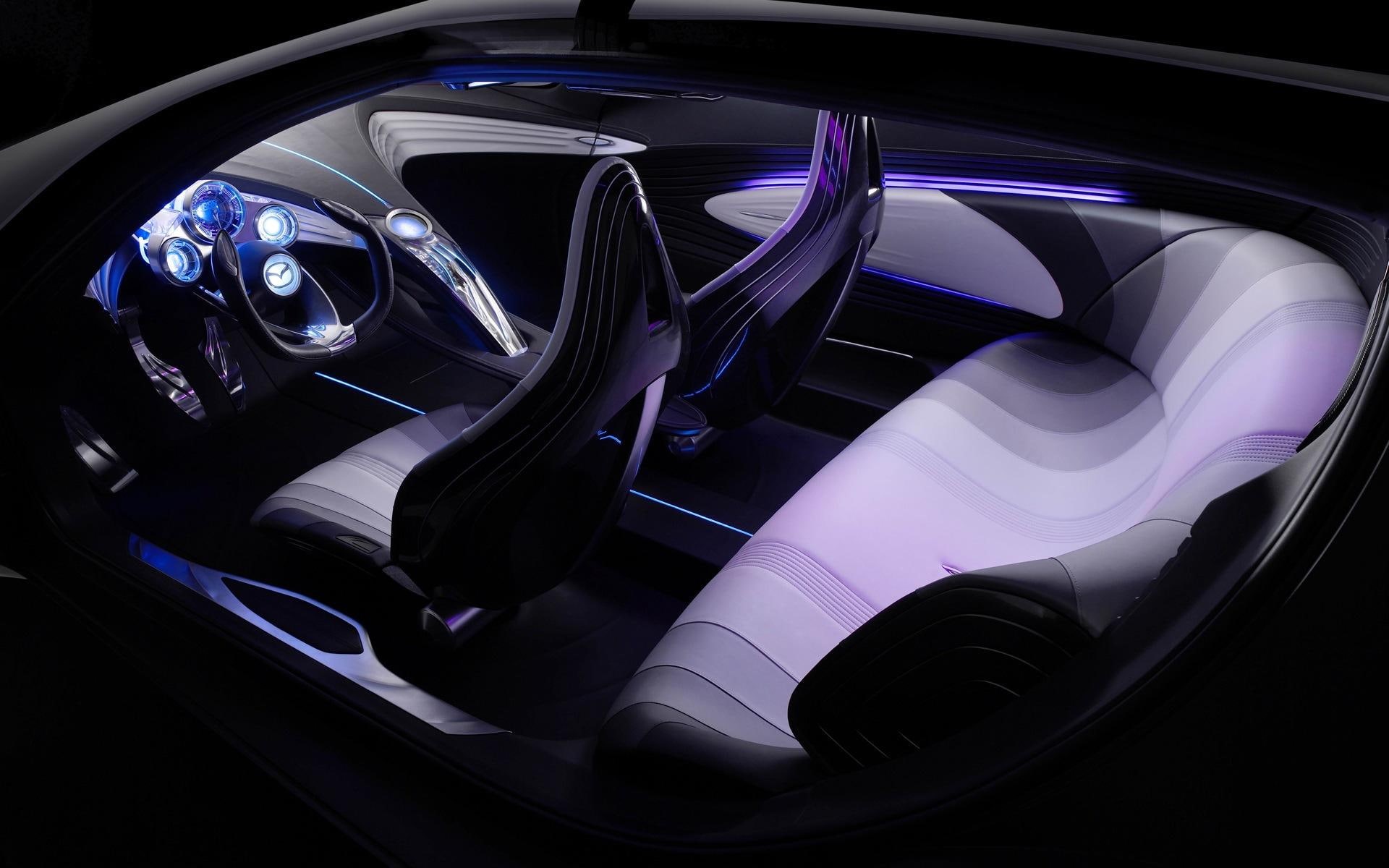 future, 1080P, interior, passenger, cars, mazda, black, seat, grey, HD Wallpaper