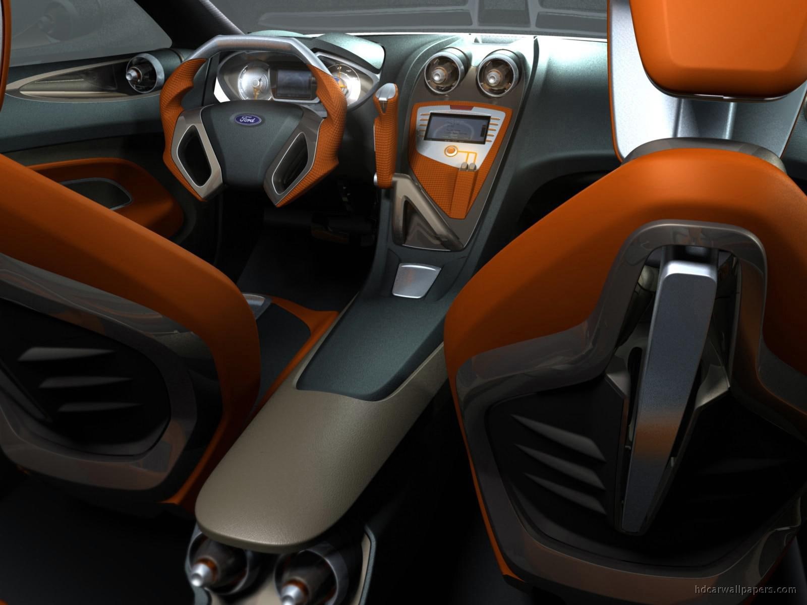 cars, concept, 720P, iosis, black, orange, ford, interior, HD Wallpaper