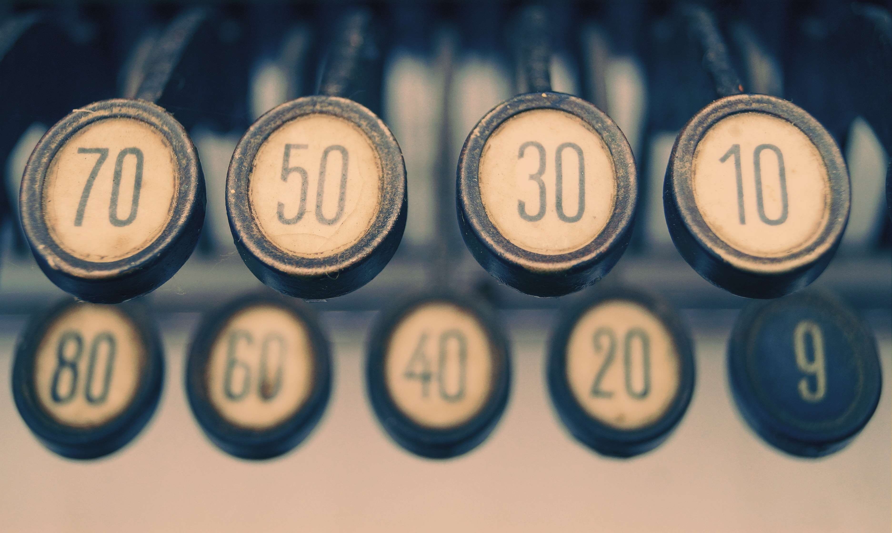 text, focus, display, numbers, button, choice, close-up, old, retro styled, typewriter, still life, close up, classic, communication, keys, shape, in a row, HD Wallpaper