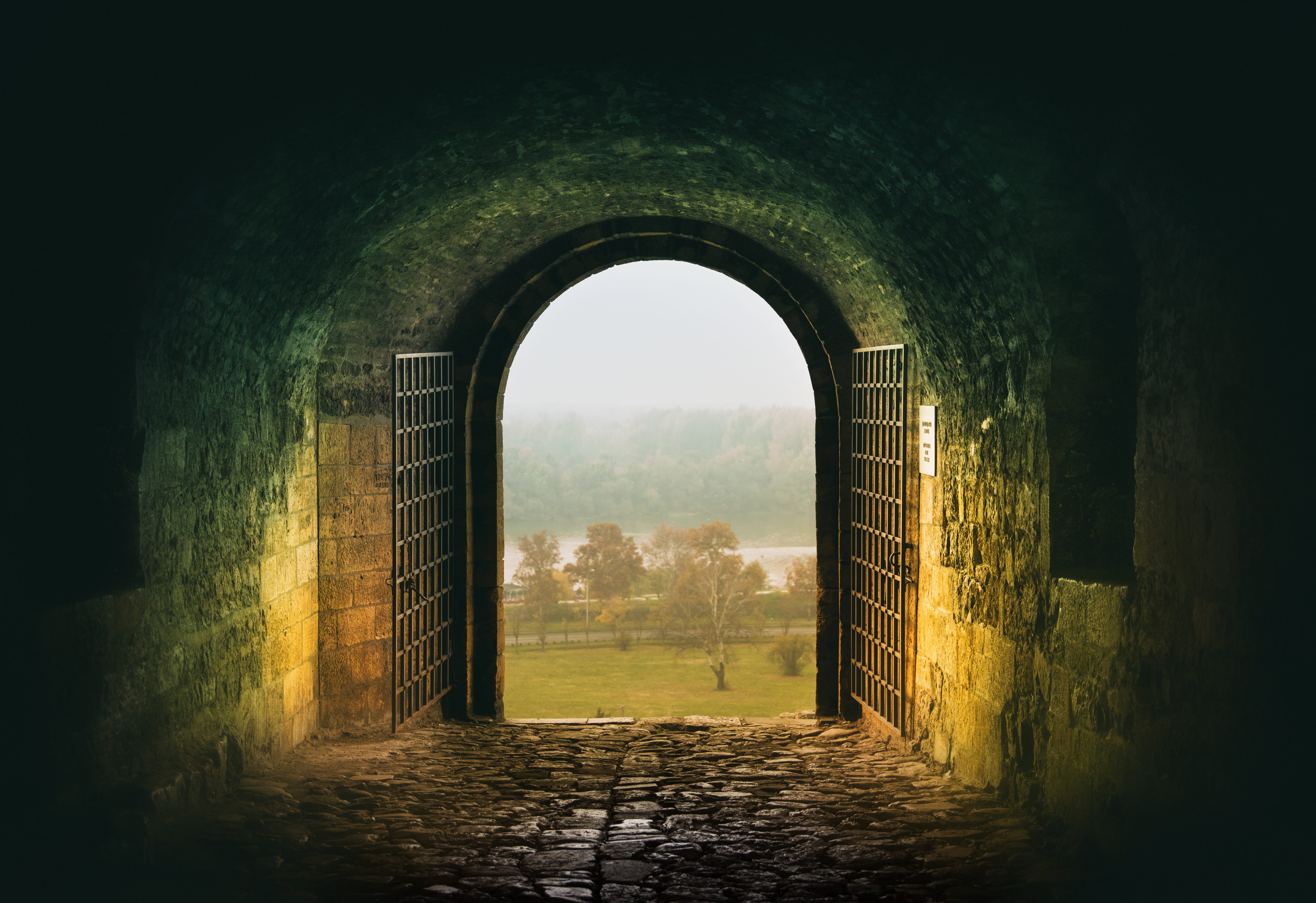 arch, underground, interior, footpath, no people, gate, architecture, history, wall, field, day, wall - building feature, the past, belgrade, door, old, HD Wallpaper