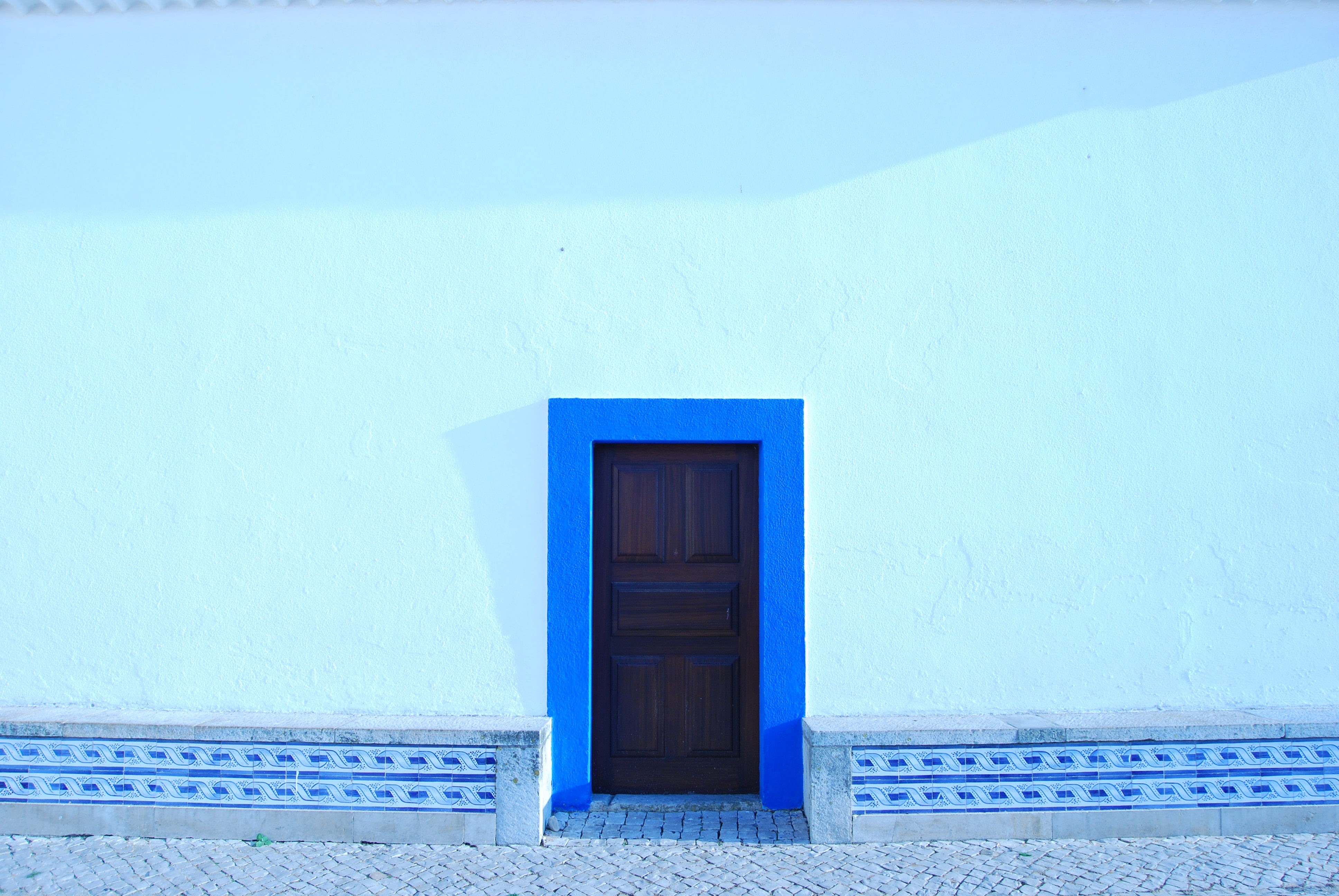 window, day, wood - Material, street, security, residential district, doorway, decoration, cyclades Islands, backgrounds, santorini, entrance, turquoise colored, HD Wallpaper