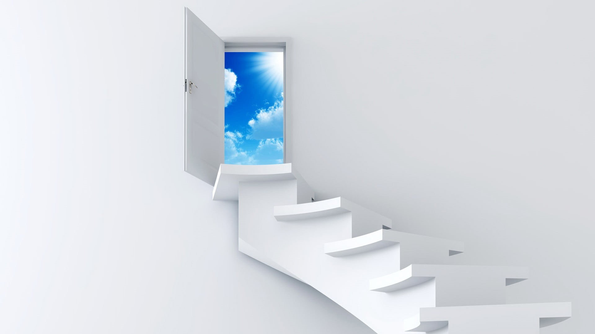 architecture, white, indoors, white color, direction, wall - building feature, creativity, copy space, no people, sign, steps and staircases, staircase, HD Wallpaper