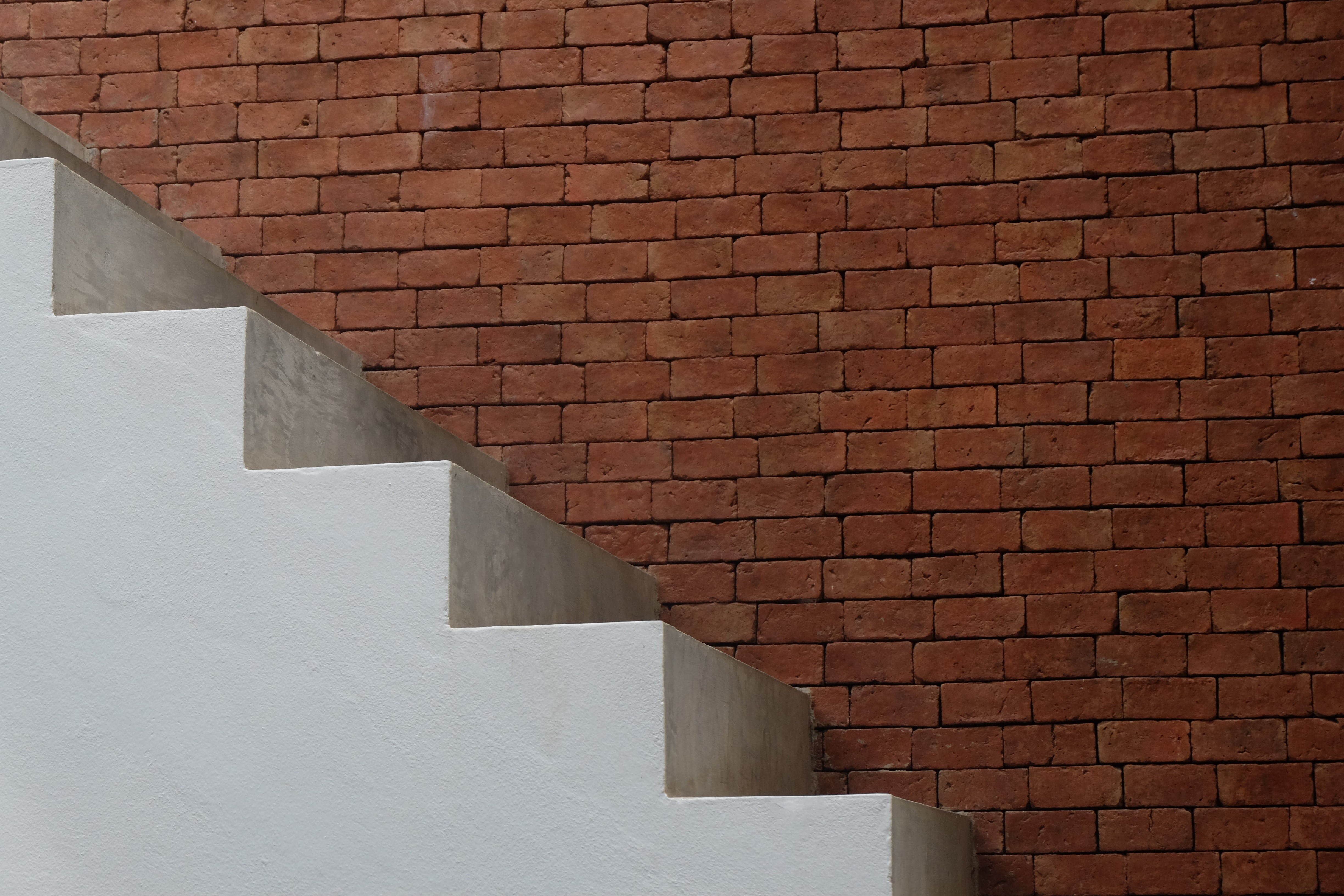 absence, 4K, built structure, wooden, concrete, design, new, building exterior, steps and staircases, nobody, city, brown, brick wall, building, shadow, HD Wallpaper