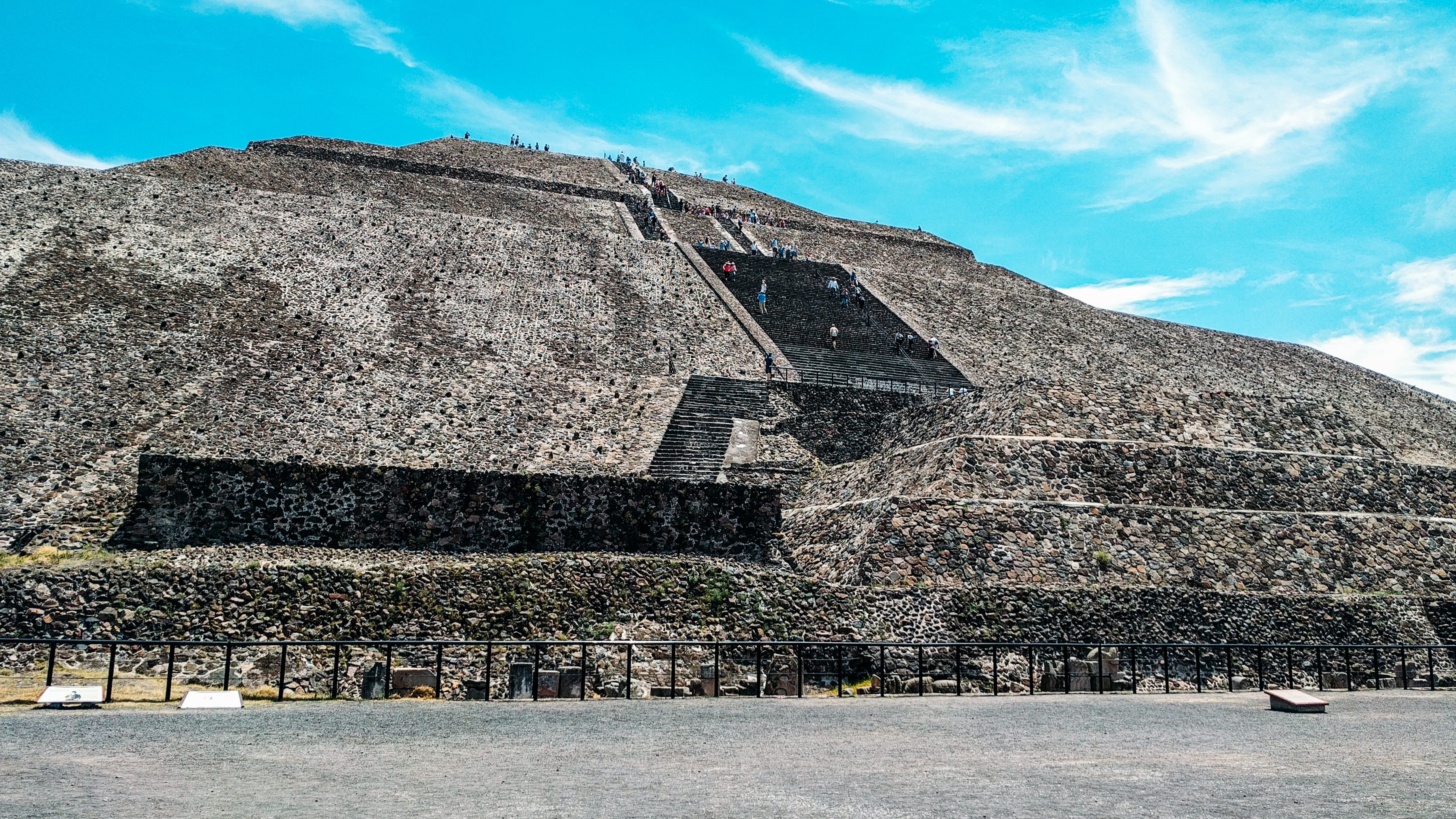 travel destinations, archiology, ancient civilization, nature, san martín centro, the past, 2K, stone material, cloud - sky, texture, teotihuacan, no people, HD Wallpaper