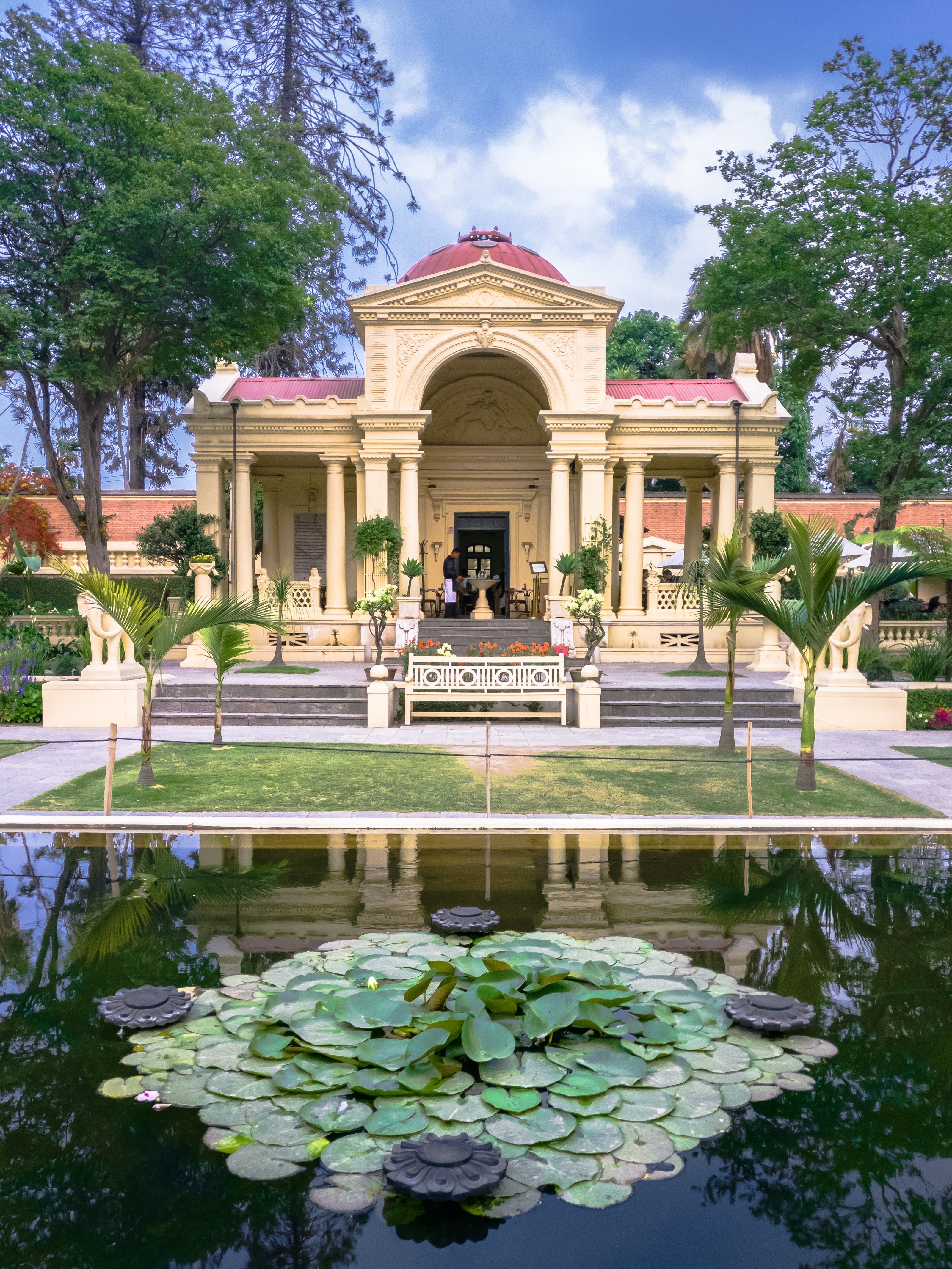 nepal, no people, day, oneplus 3t, garden, plant, oneplus, growth, leaves, outdoor, facade, trees, garden of dreams, nature, pond, restaurant, water, fountain, Phone HD Wallpaper