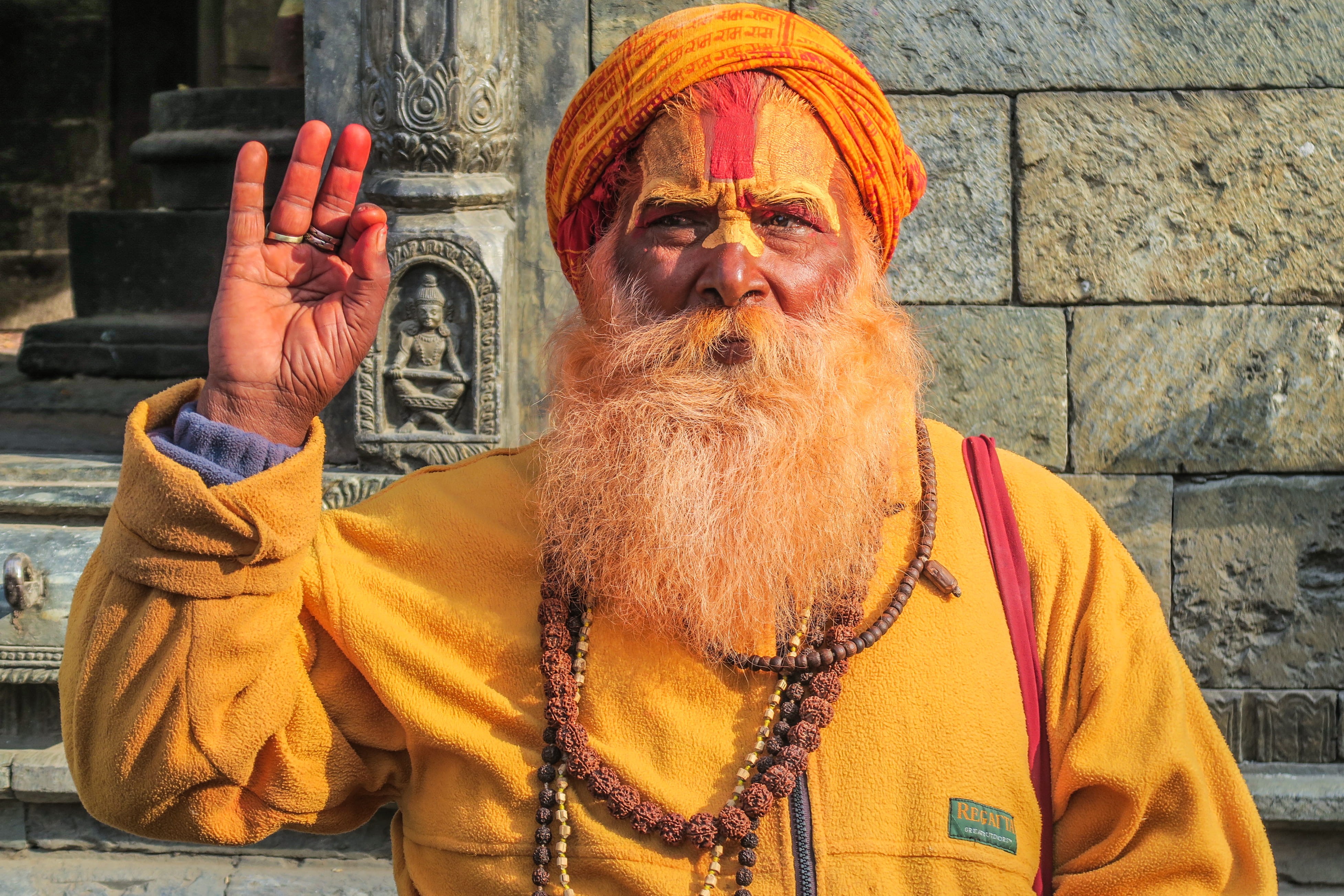 face, headband, jacket, front view, people, travel, urban, wearing, hat, hand, holding, males, ok, one person, day, senior adult, man, nepal, wrinkled, HD Wallpaper
