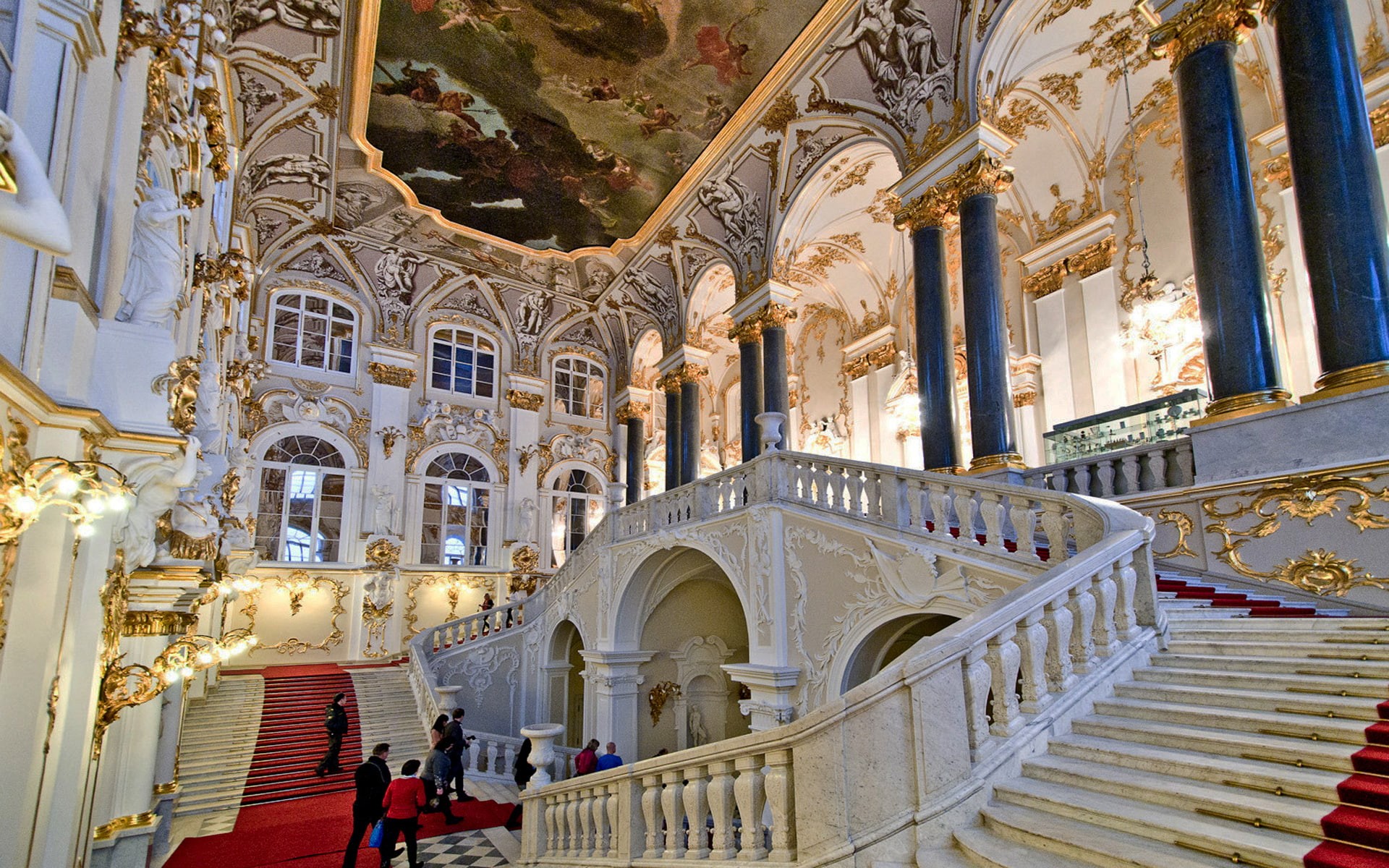 hermitage, inside, 1080P, petersburg, st, museum, stairs, HD Wallpaper