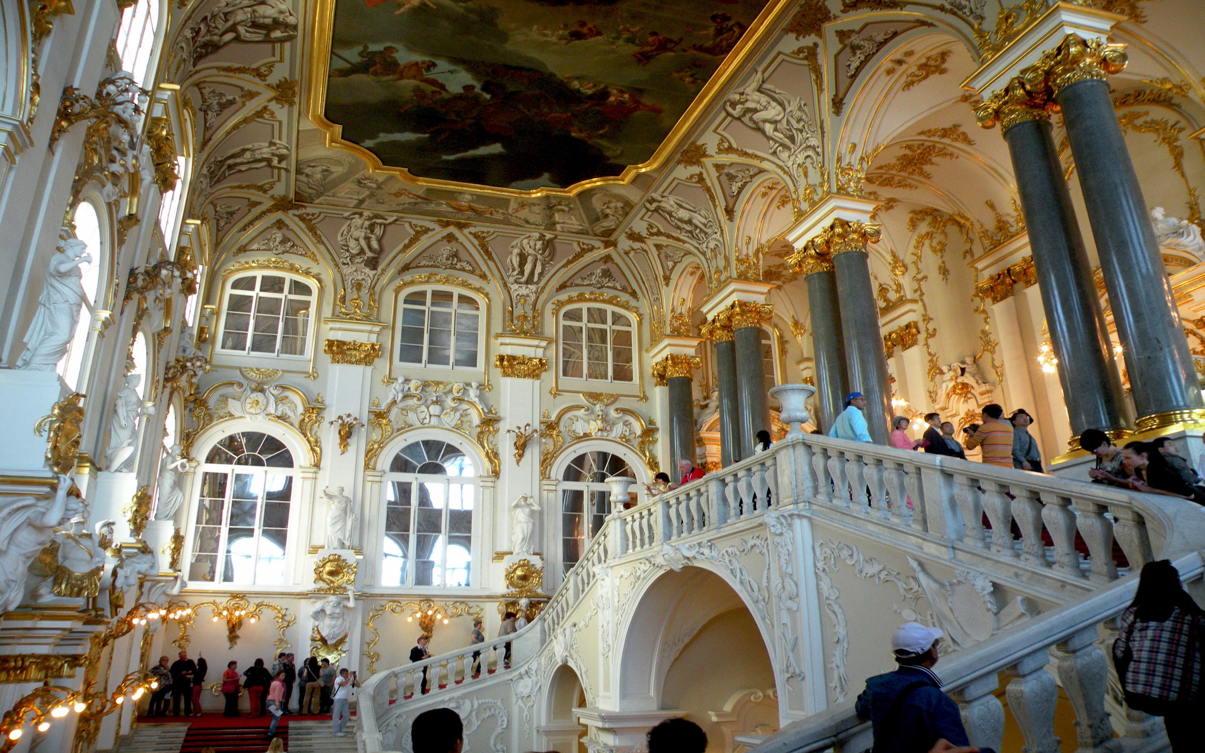 museum, hermitage, winter, 4K, staircase, jordan, palace, HD Wallpaper