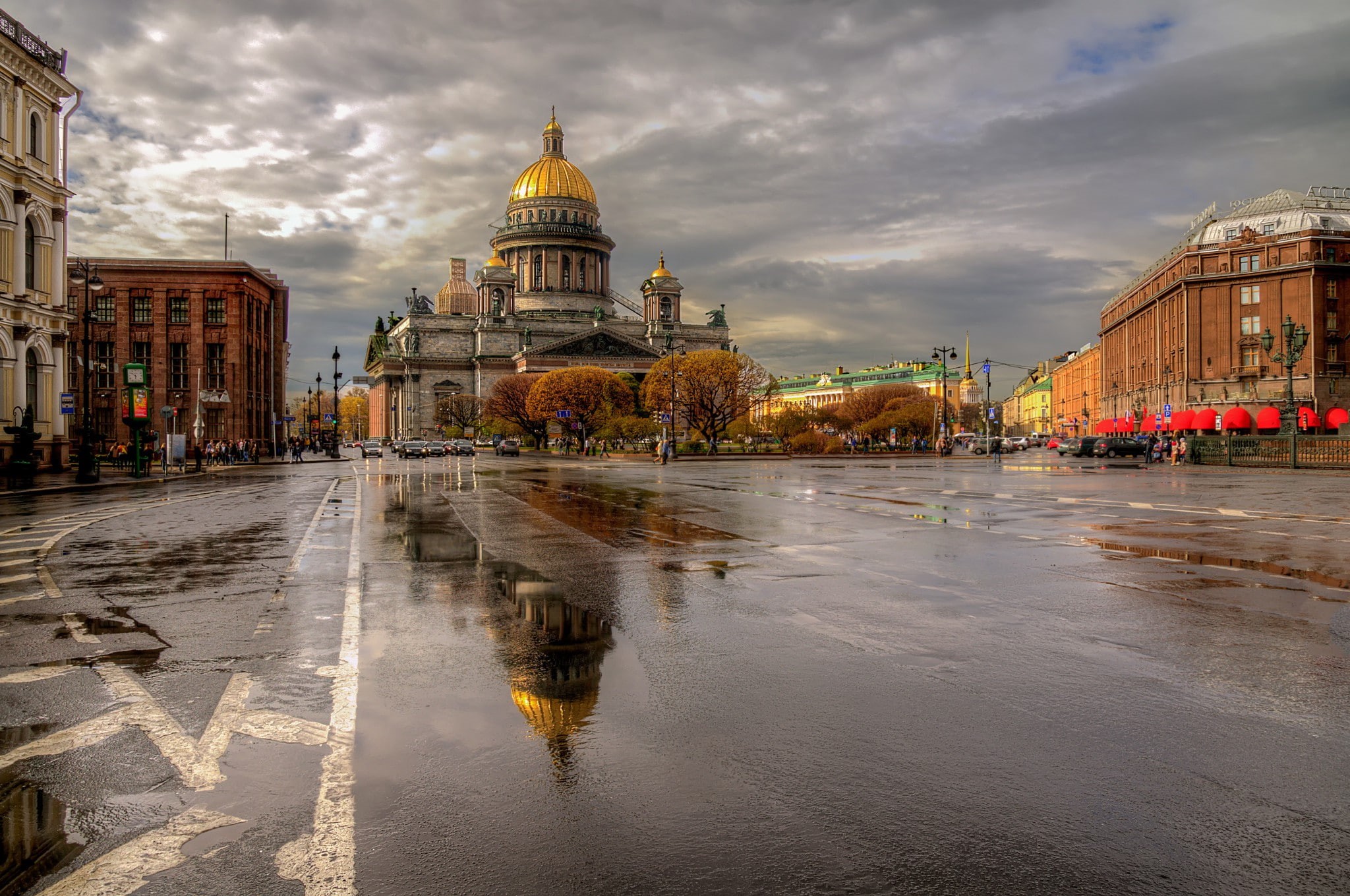 St. Petersburg, after rain, gold, petersburg, gray, st, 1080P, Russia, rain, domw, HD Wallpaper