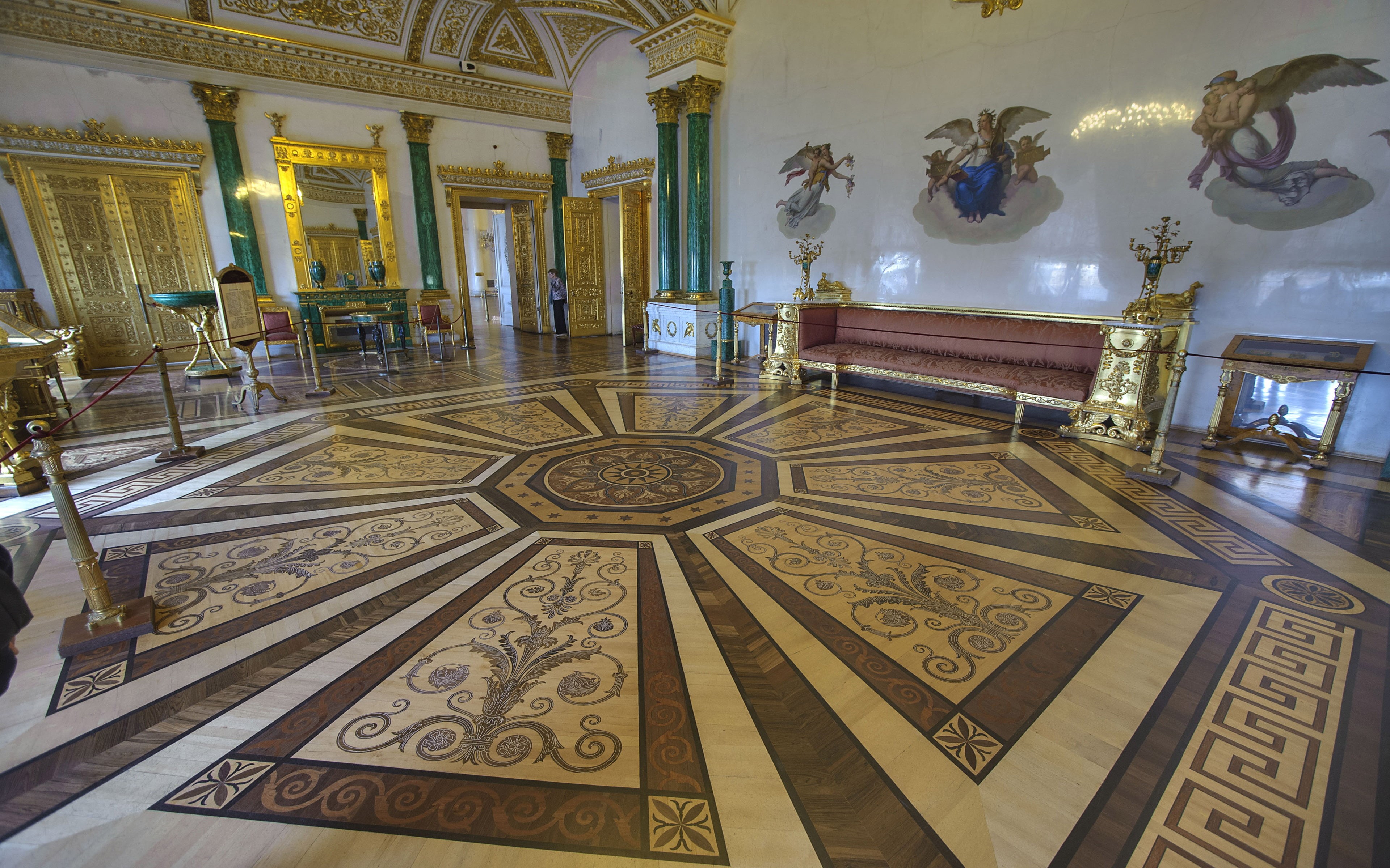 creativity, nermitage, malachite, the past, furniture, history, flooring, design, indoors, lighting equipment, ornate, museum, ceiling, no people, seat, HD Wallpaper