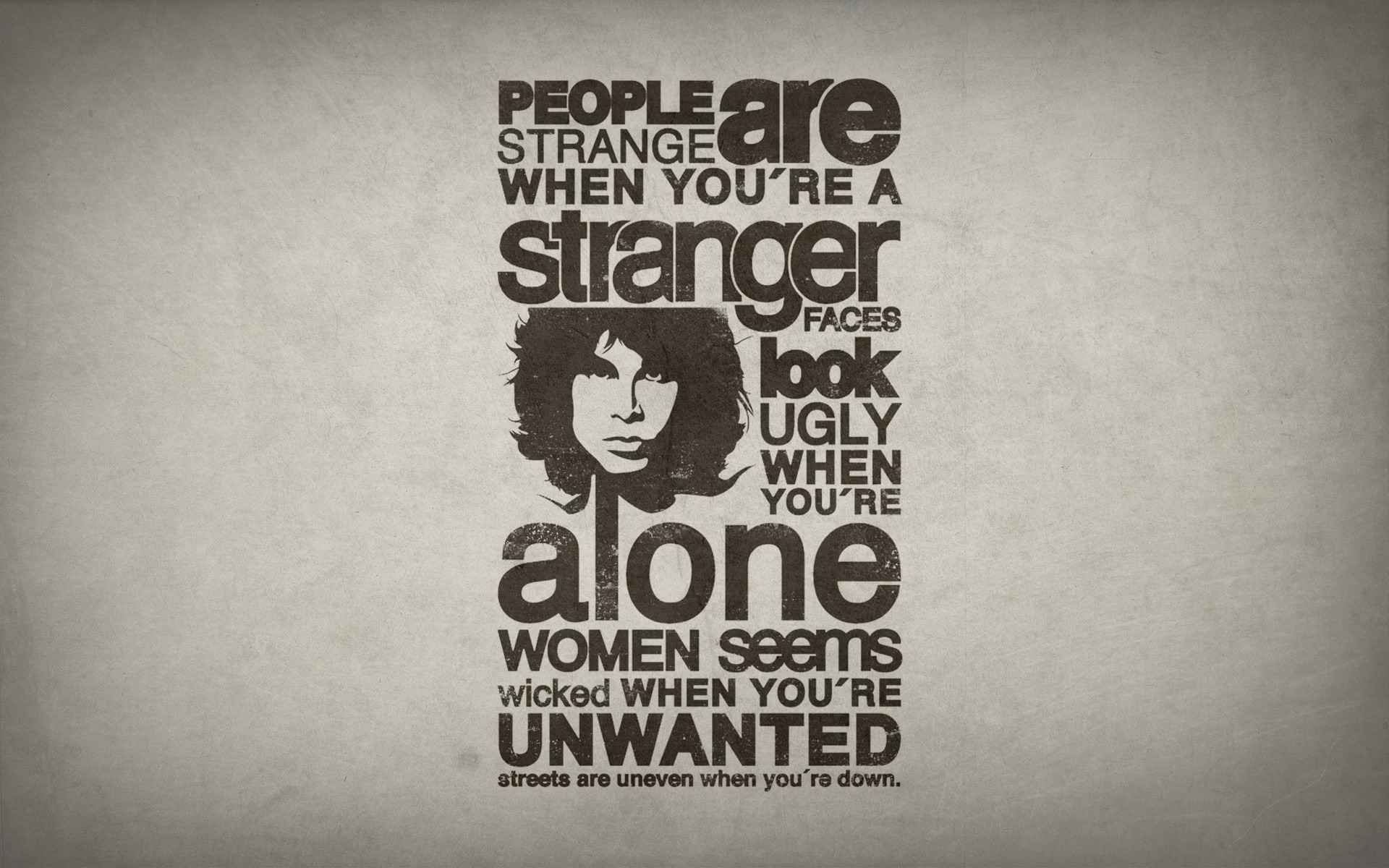 The Doors, simple background, Jim Morrison, 1080P, lyrics, People Are Strange, quote, The Doors (Music), typography, HD Wallpaper