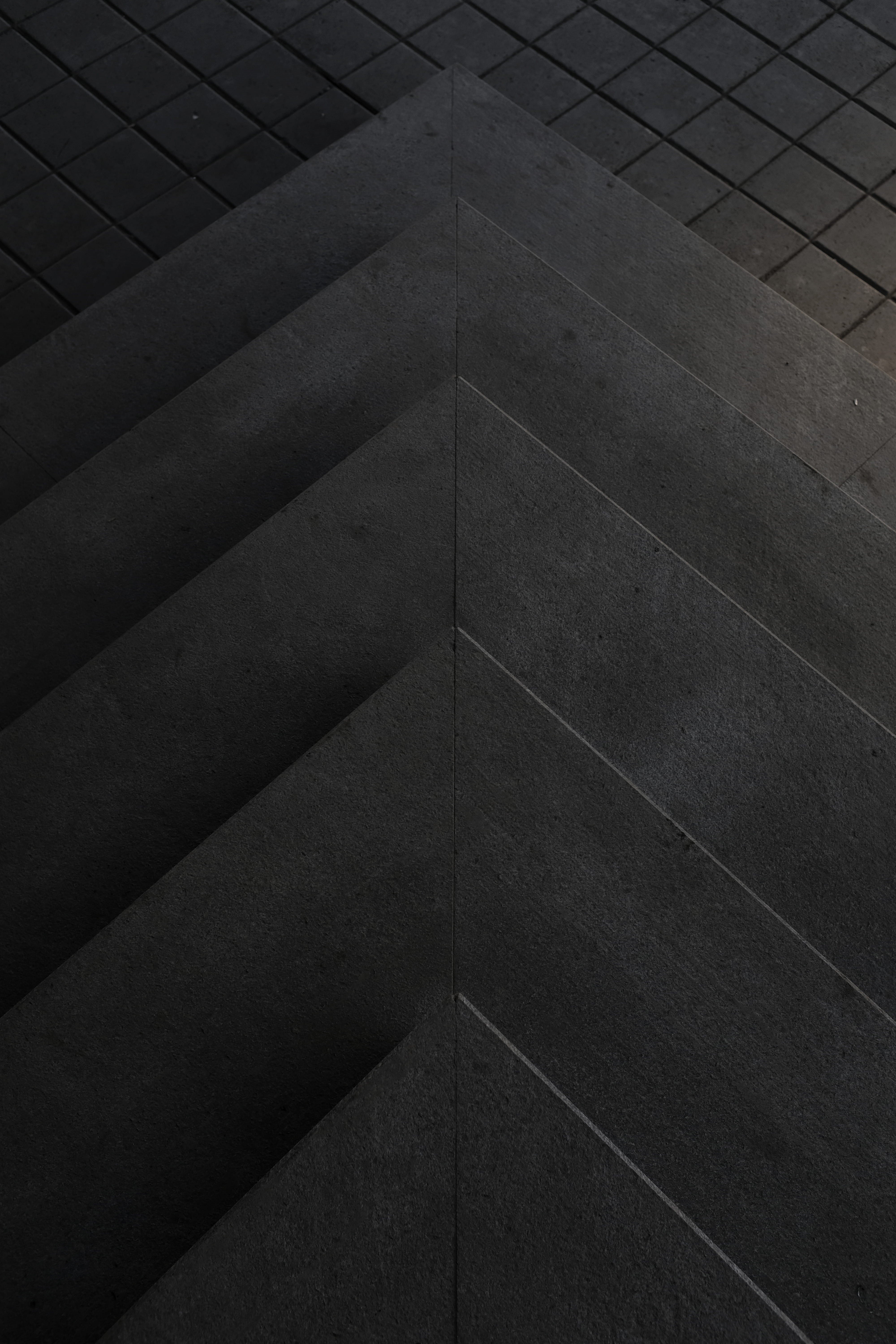 step, full frame, 5K, design, aerial, built structure, day, gray, floor, angle, geometric shape, flooring, abstract, footpath, square shape, pattern, monochrome, Phone HD Wallpaper