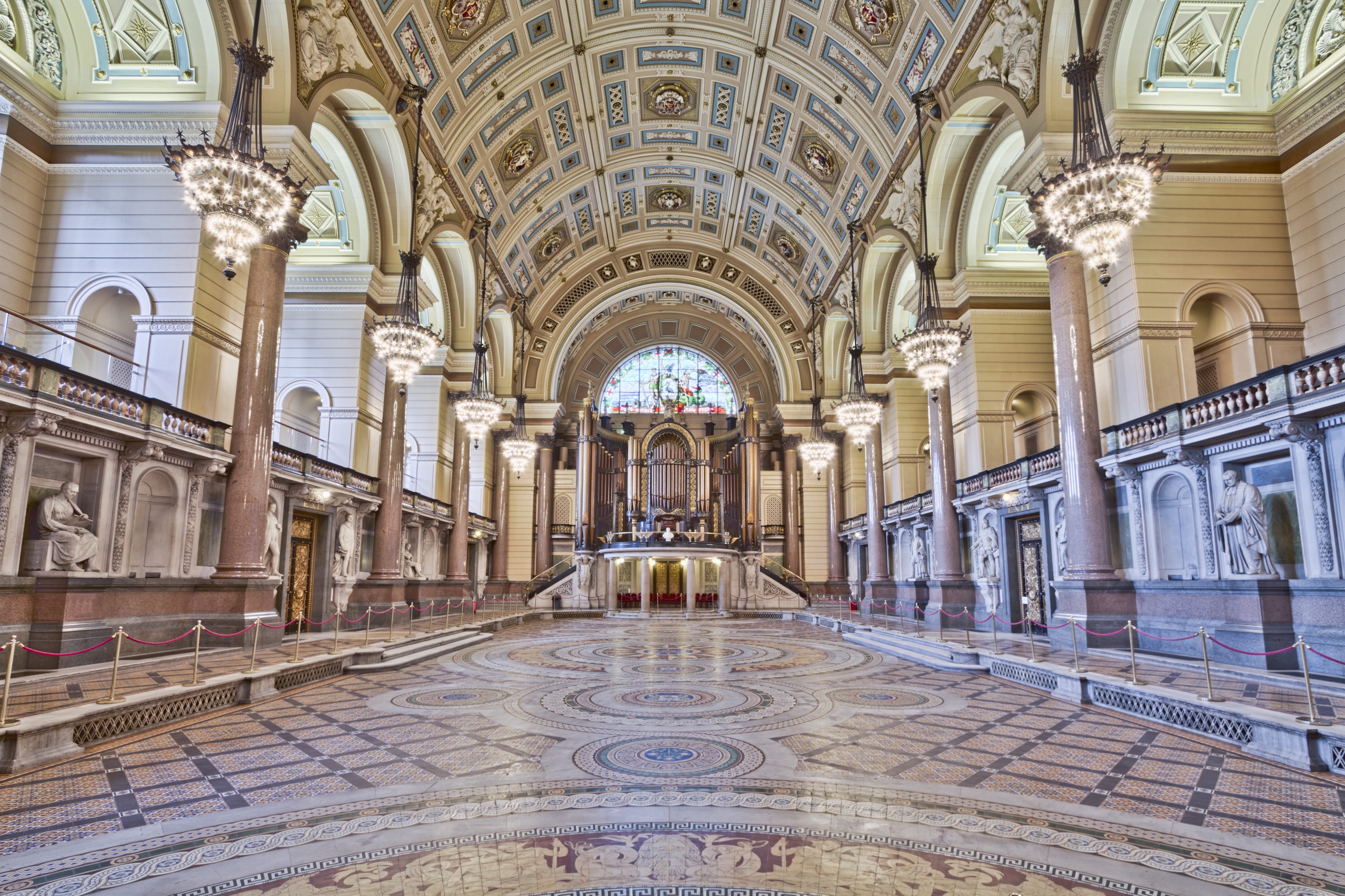 direction, rooms, built structure, dance hall, landmark, architectural column, travel destinations, aisle, building, decorated, architecture and art, no people, HD Wallpaper