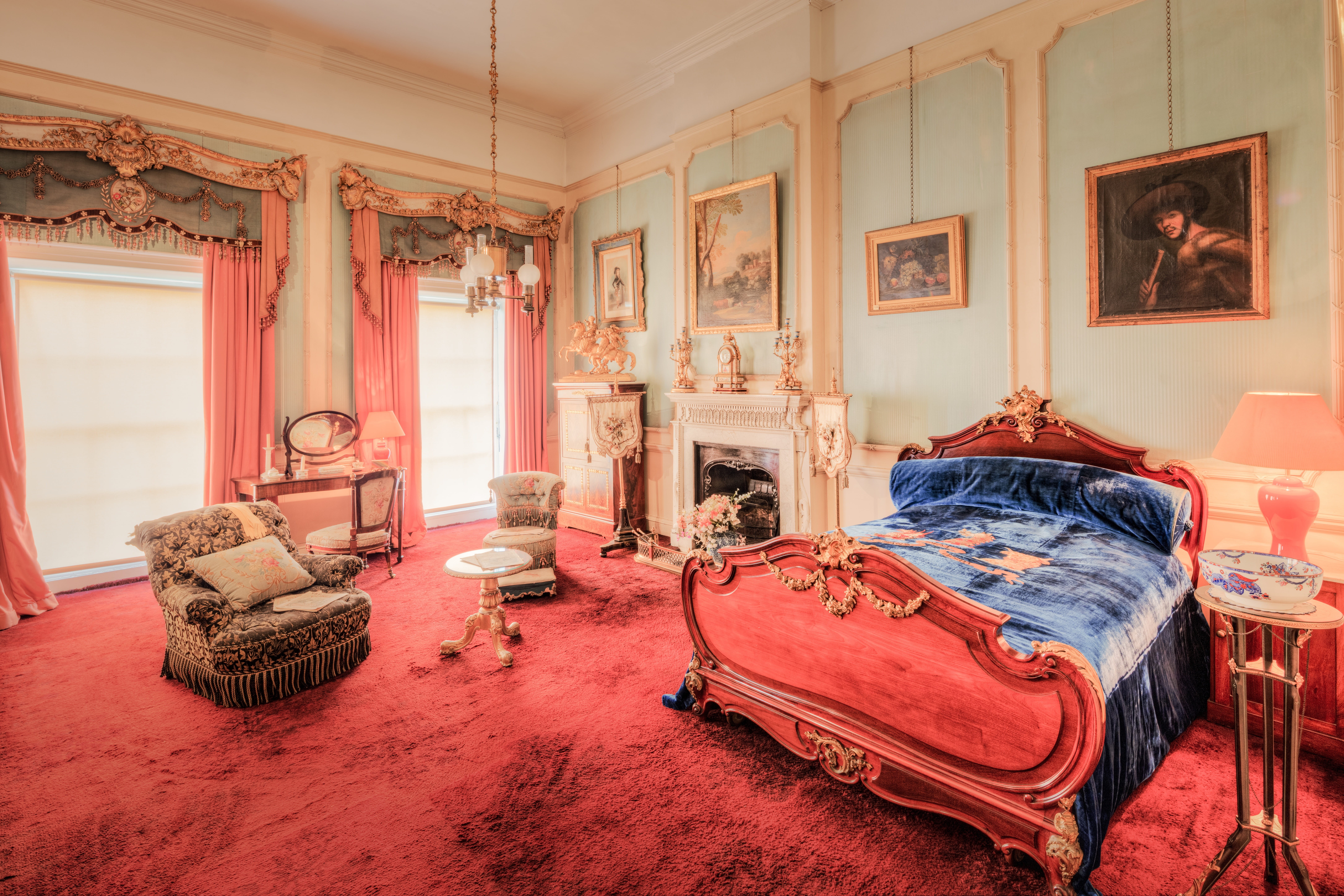 absence, historic, bed, 8K, halls, house, pretty, architecture, built structure, day, no people, furniture, seat, inside, window, wall - building feature, HD Wallpaper
