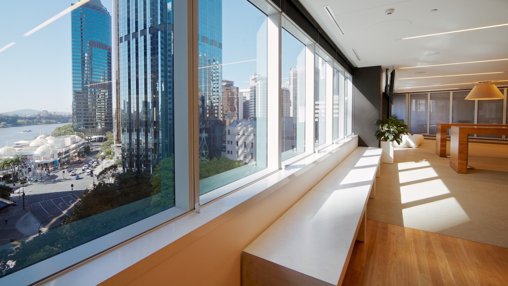 1080P, cityscape, flooring, building, building exterior, glass - material, built structure, office building exterior, sky, window, transparent, wooden, HD Wallpaper