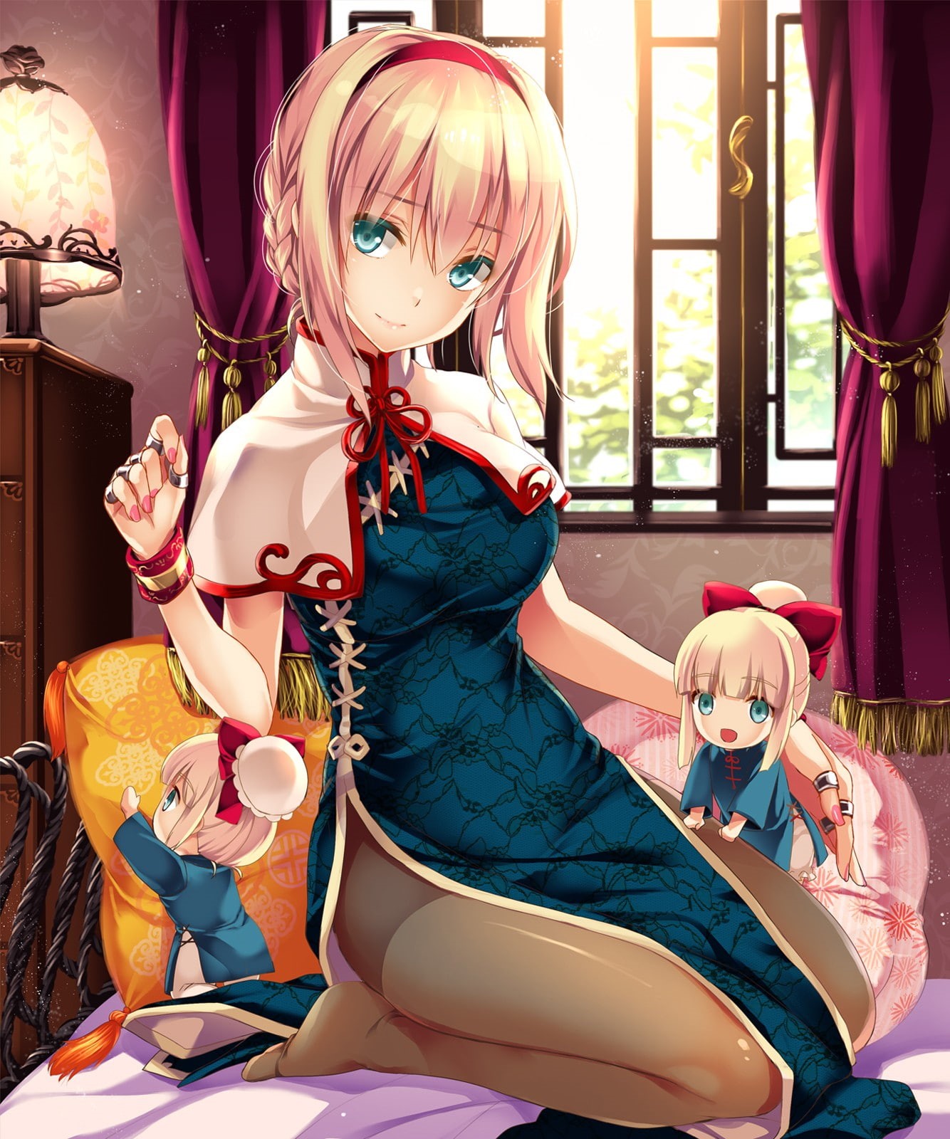 Alice Margatroid, anime girls, females, home interior, girls, aqua eyes, women, full length, child, Shanghai, human representation, representation, costume, Phone HD Wallpaper