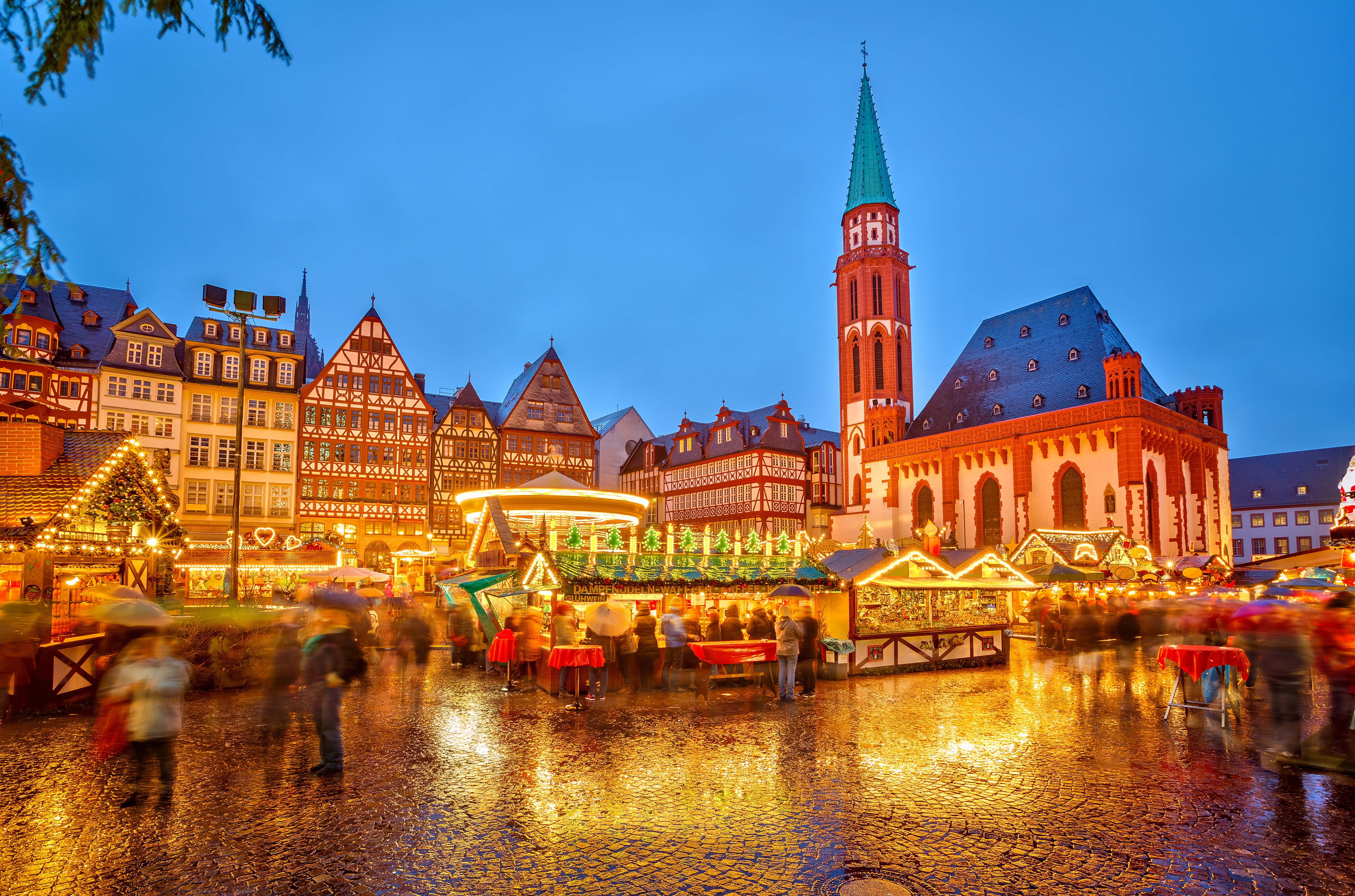 cityscape, people, blurred motion, Christmas, dusk, kiosks, sky, holidays, nature, Würzburg, travel destinations, light, tourism, building, market, water, HD Wallpaper