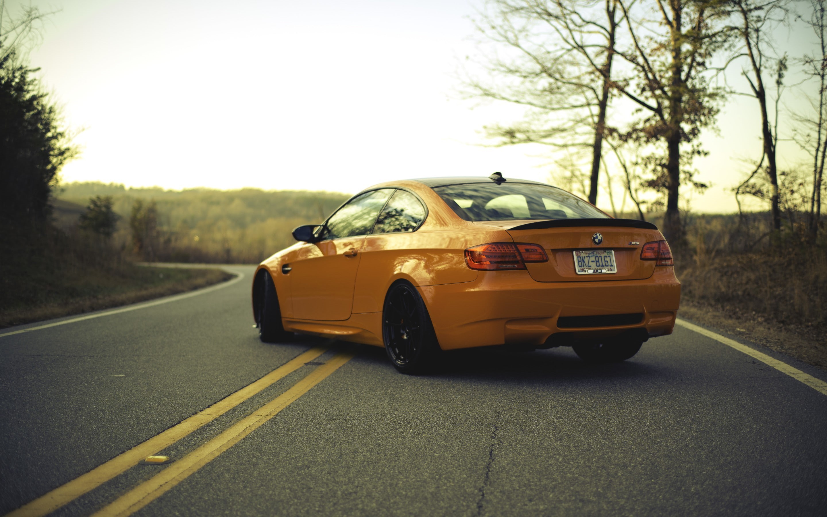 orange, bmw, marking, 2K, back of the road, m, E92, M3, e, HD Wallpaper