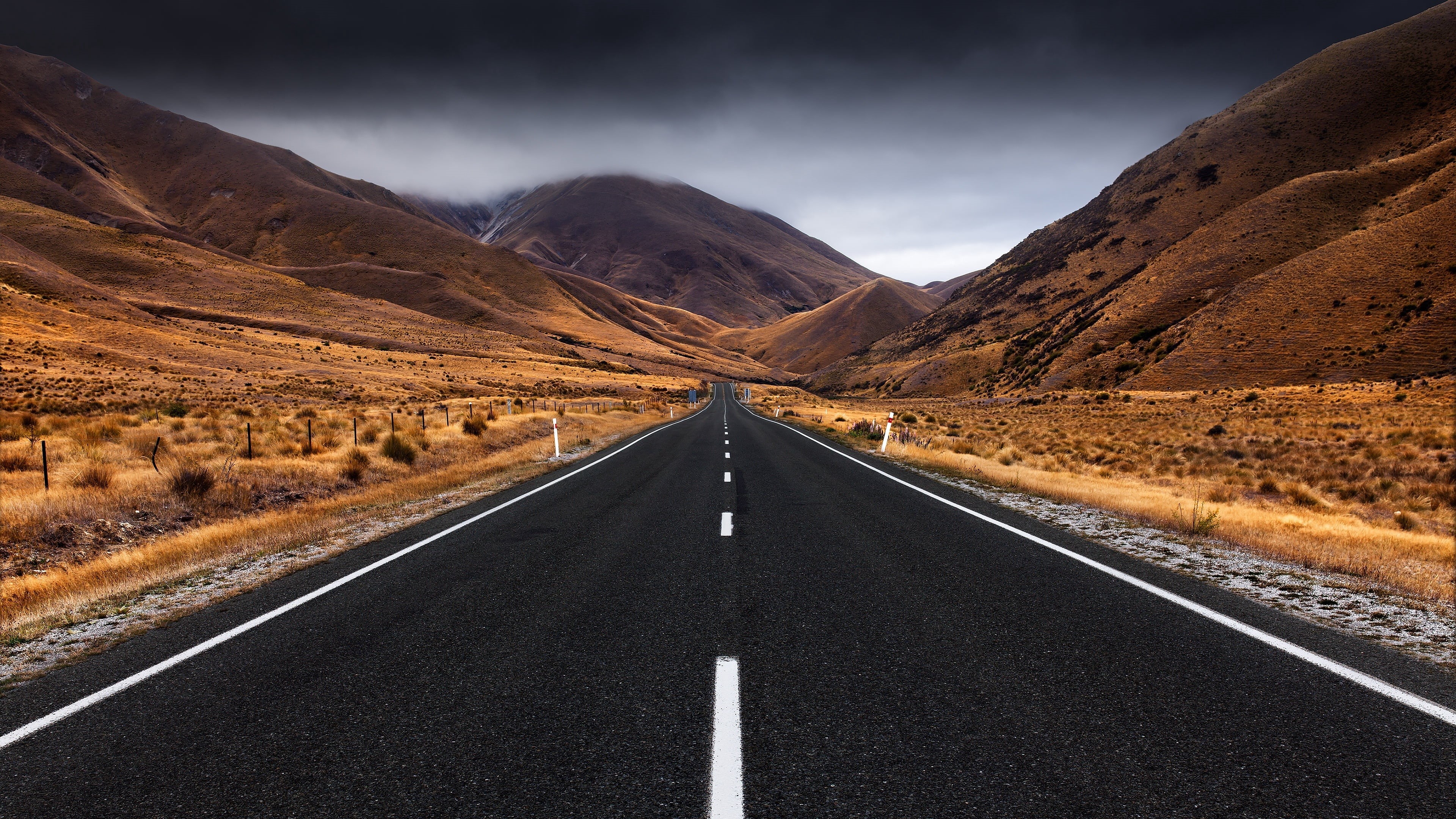 marking, scenics - nature, highway, cloud - Sky, road Trip, journey, arid climate, sky, mountain Range, scenics, blue, markings, white, the way forward, HD Wallpaper