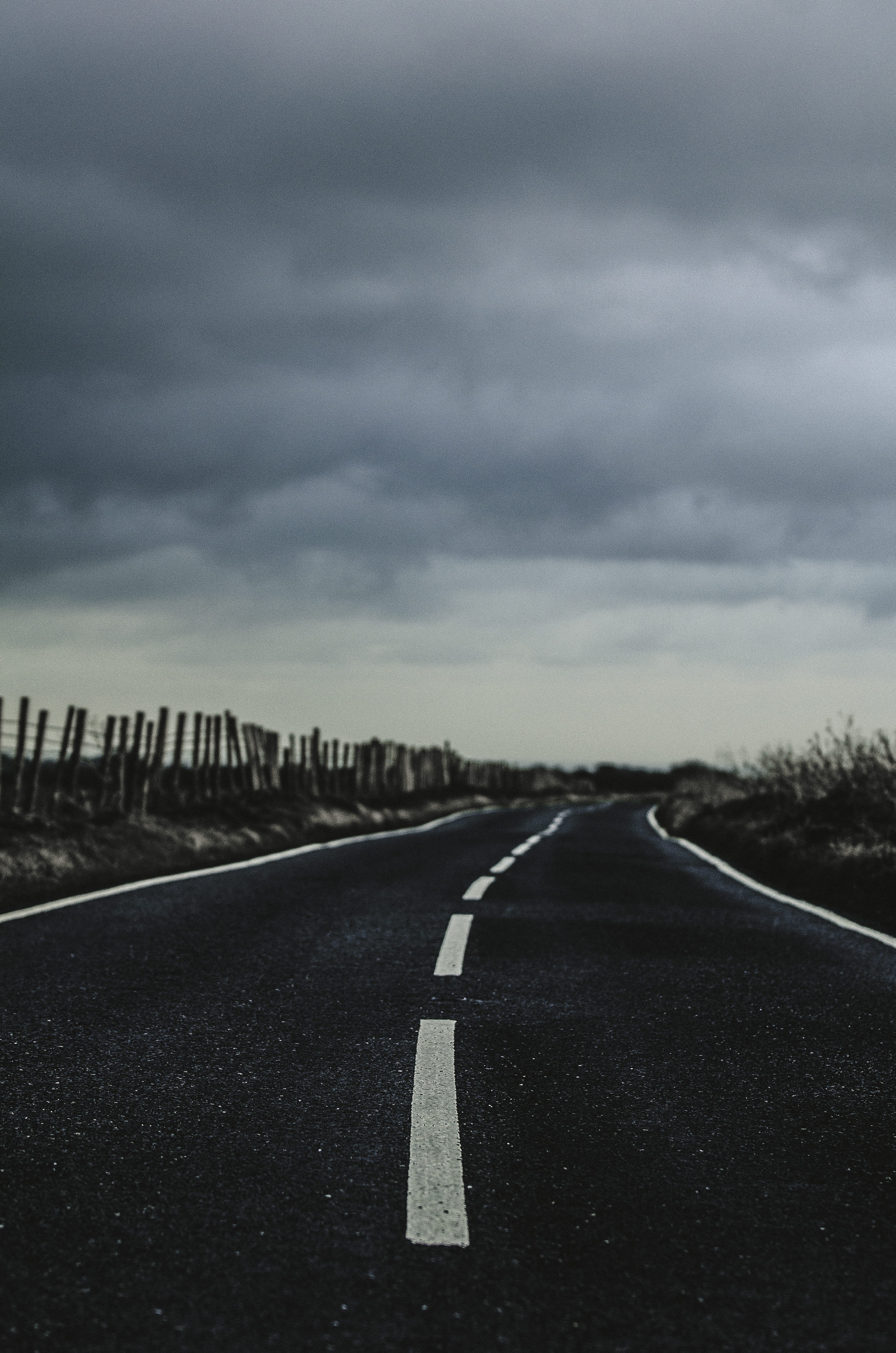 street, concrete, rural Scene, cloud - Sky, sky, photography, low light photography, scenics, 4K, roadway, outdoors, highway, light, no People, heading, Phone HD Wallpaper