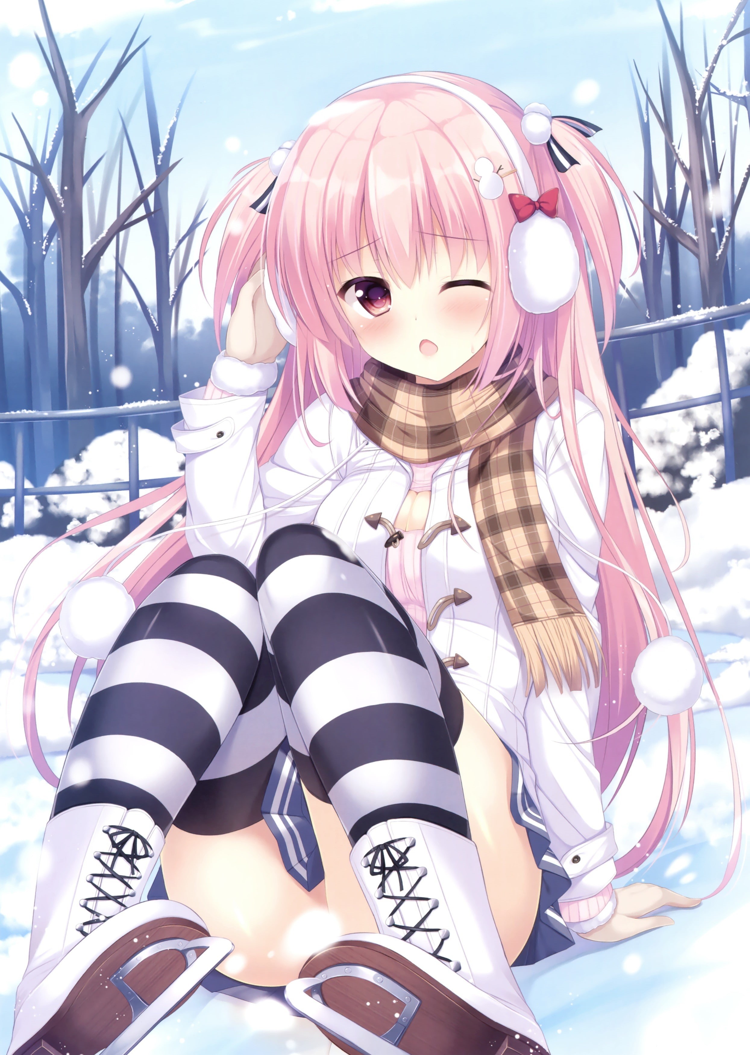 outdoors, representation, shoe, real people, ice skate, beauty, fashion, females, day, sweater, 2K, one person, adult, pink hair, art and craft, looking at camera, Phone HD Wallpaper