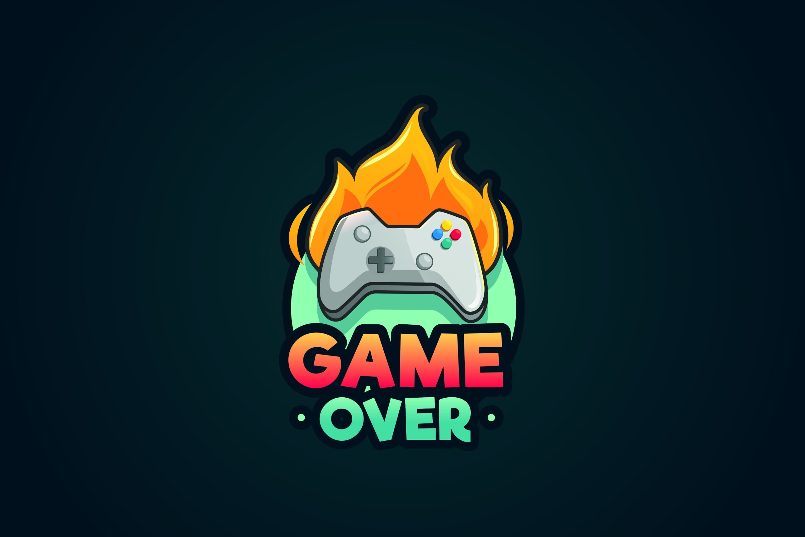 video games, simple background, 2K, GAME OVER, minimalism, controllers, HD Wallpaper