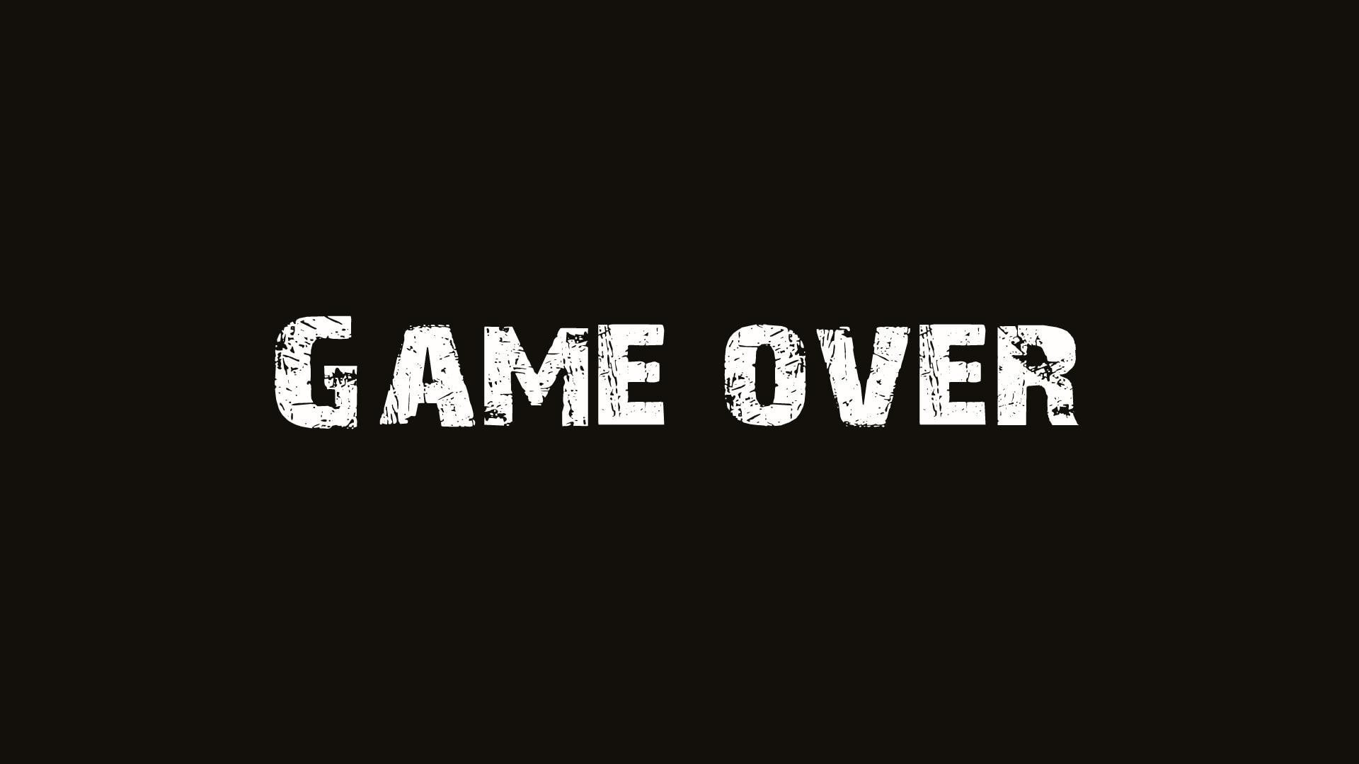 typography, typo, 1080P, video games, GAME OVER, monochrome, minimalism, HD Wallpaper