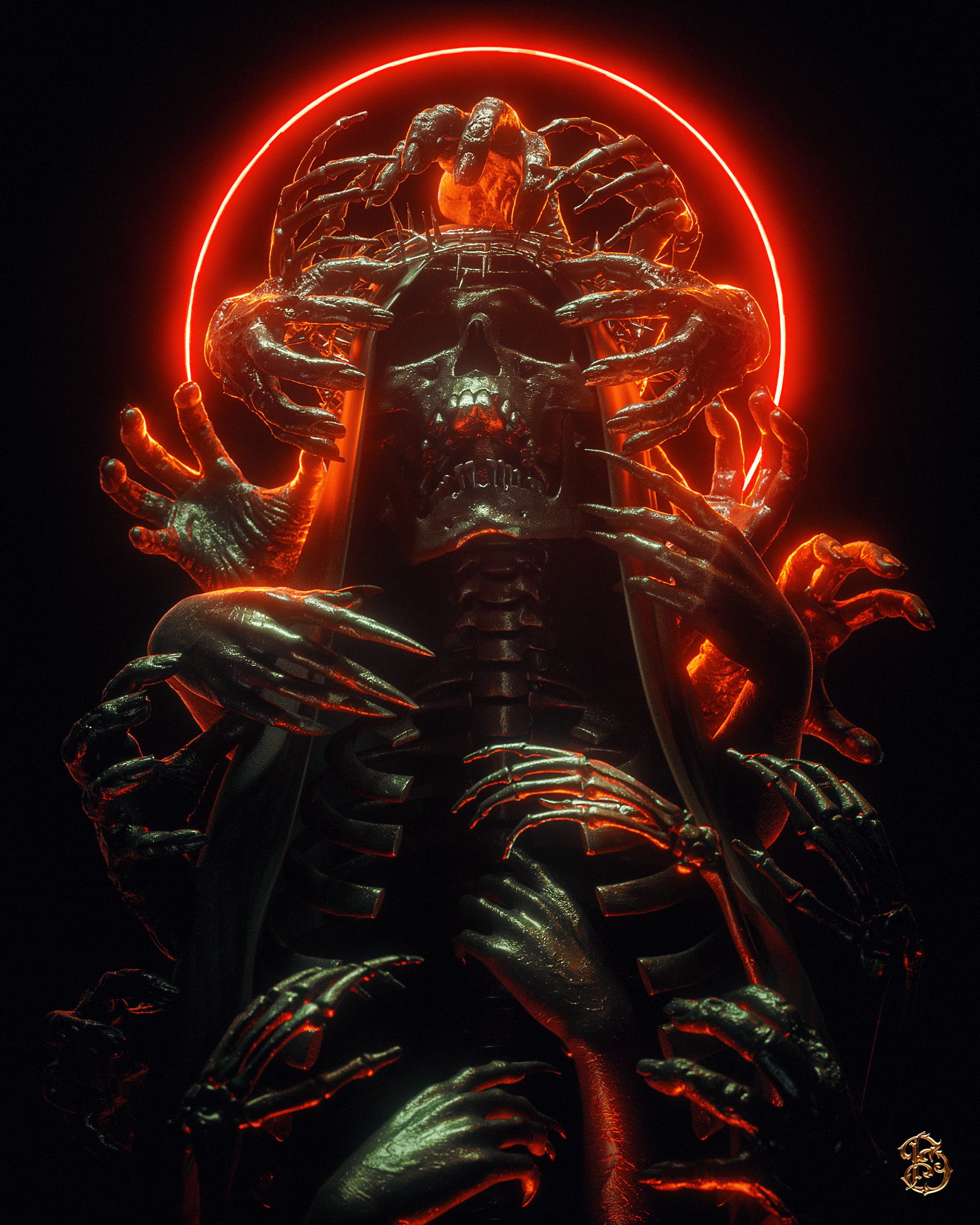 billelis, skull, black background, 1080P, Phone HD Wallpaper